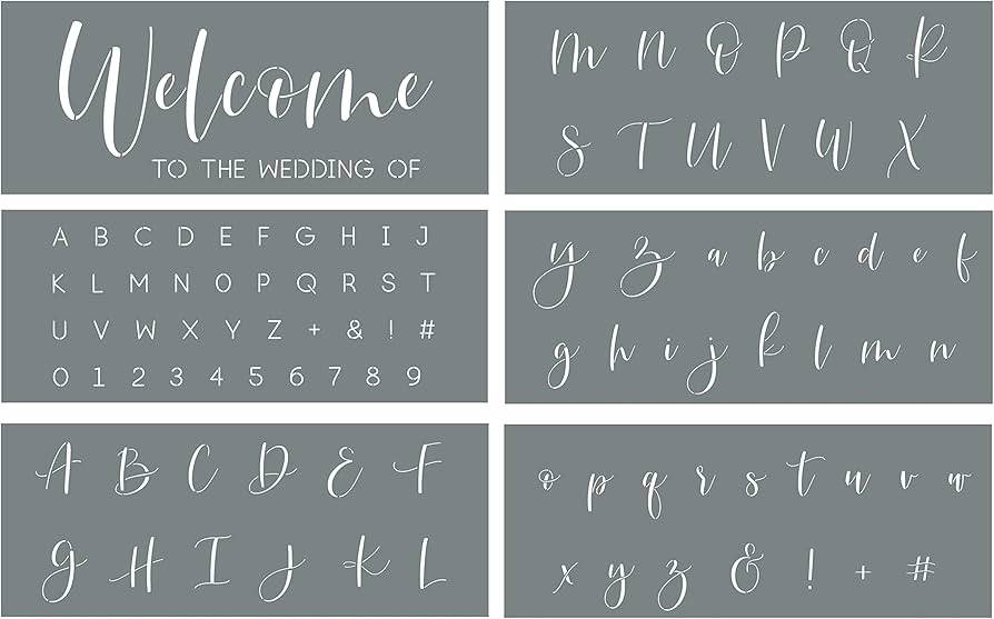 Amazon.com: Wedding Stencils – Set of 6 Reusable Alphabet Stencils for Making Custom DIY Wedding Decorations – Easy Wedding Letter Stencils in a Modern Script Stencil Font : Arts, Crafts & Sewing