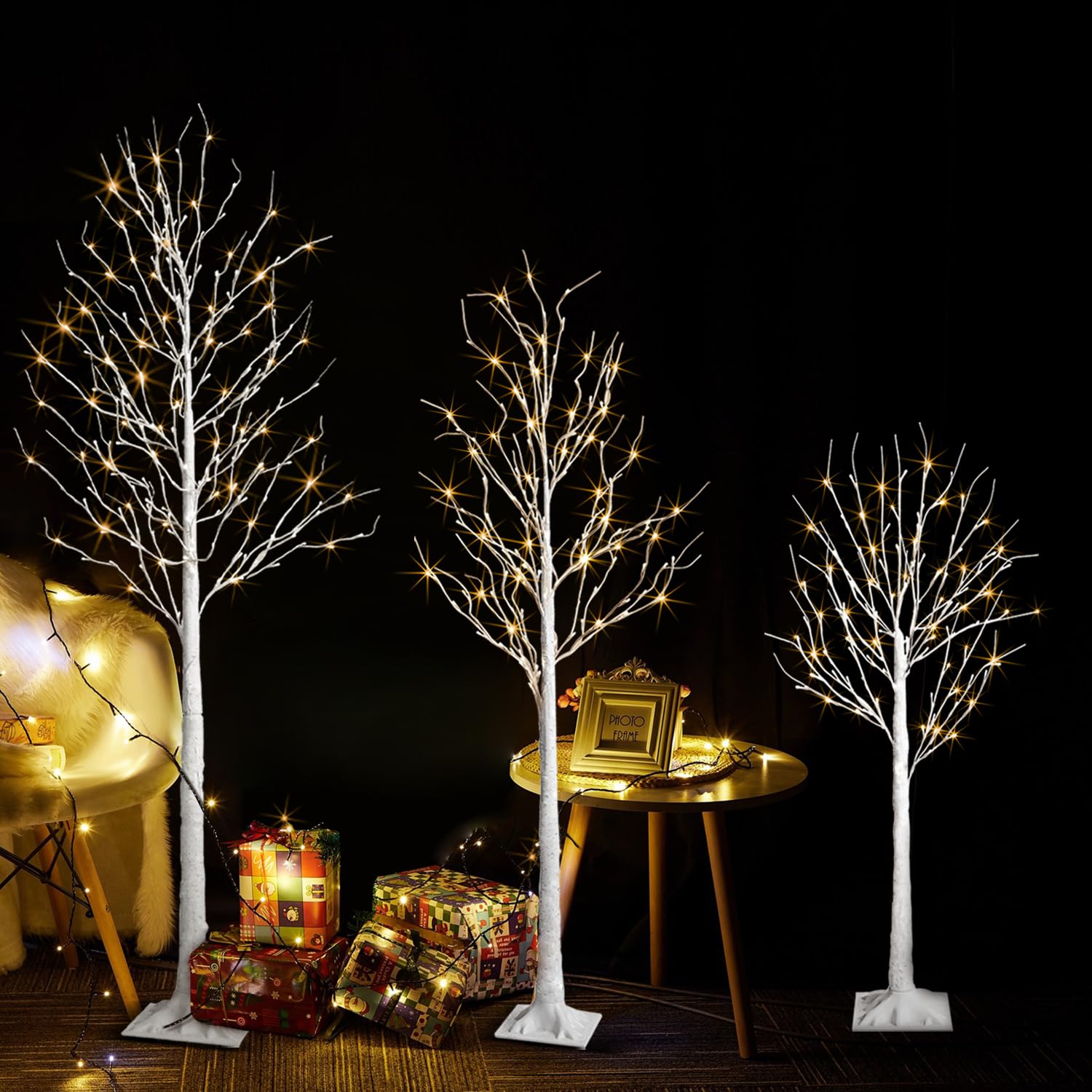 JoyHue 3-Pack Lighted Birch Tree