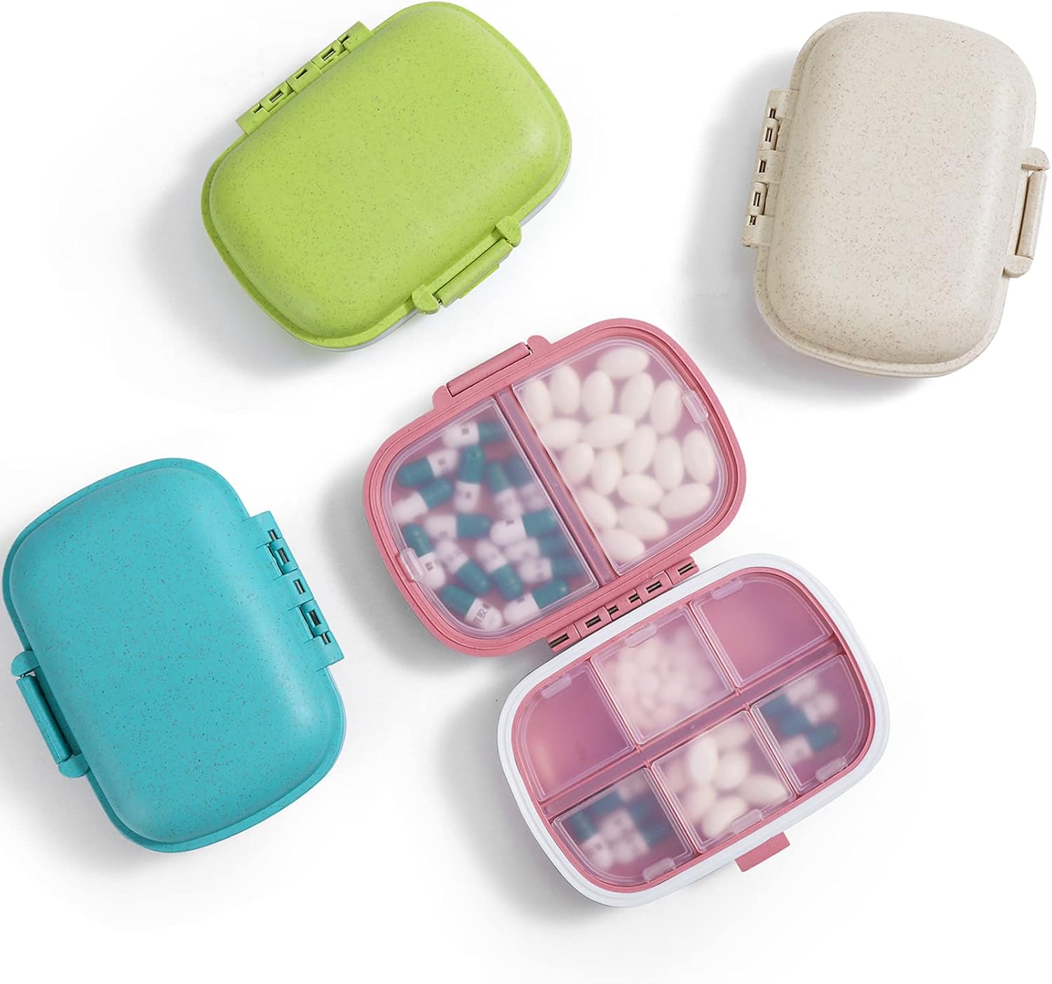 Daily Pill Organizer, 8 Compartments Portable Pill Case, Pill Box to Hold Vitamins, Cod Liver Oil