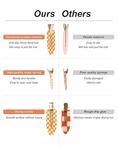 Miniatura 2 de Pinzas para el cabello sin arrugas, 18 clips de tablero de ajedrez sin doblar, resina acrílica, maquillaje, clips planos sin arrugas para mujeres y