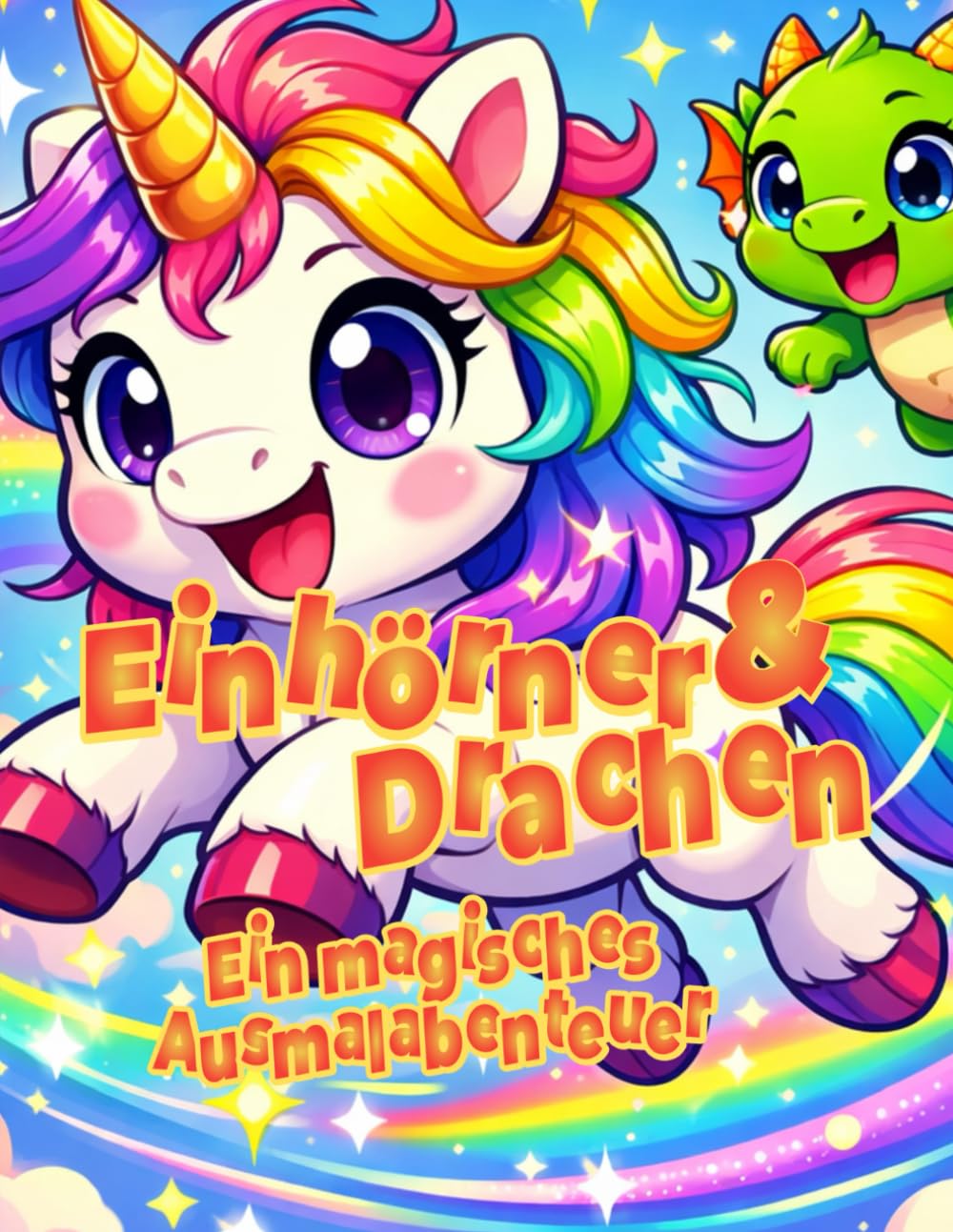 Einhörner und Drachen – Magisches Ausmalbuch für Kinder: Zauberhafte Fantasy-Abenteuer | 4–8 Jahre | Schwarz-Weiß