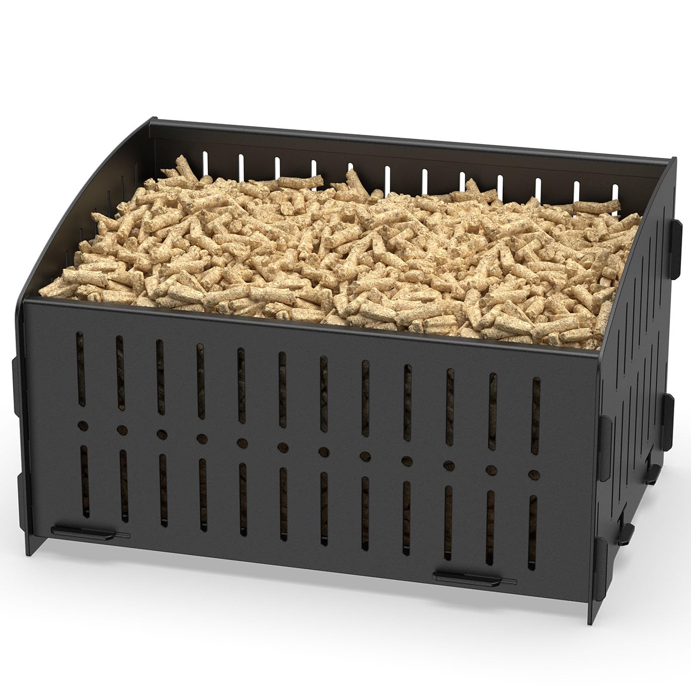 johgee Pellet Burning Basket, 29 × 20 × 17 cm Portable Pellet Basket for Fireplaces and Stoves, Black