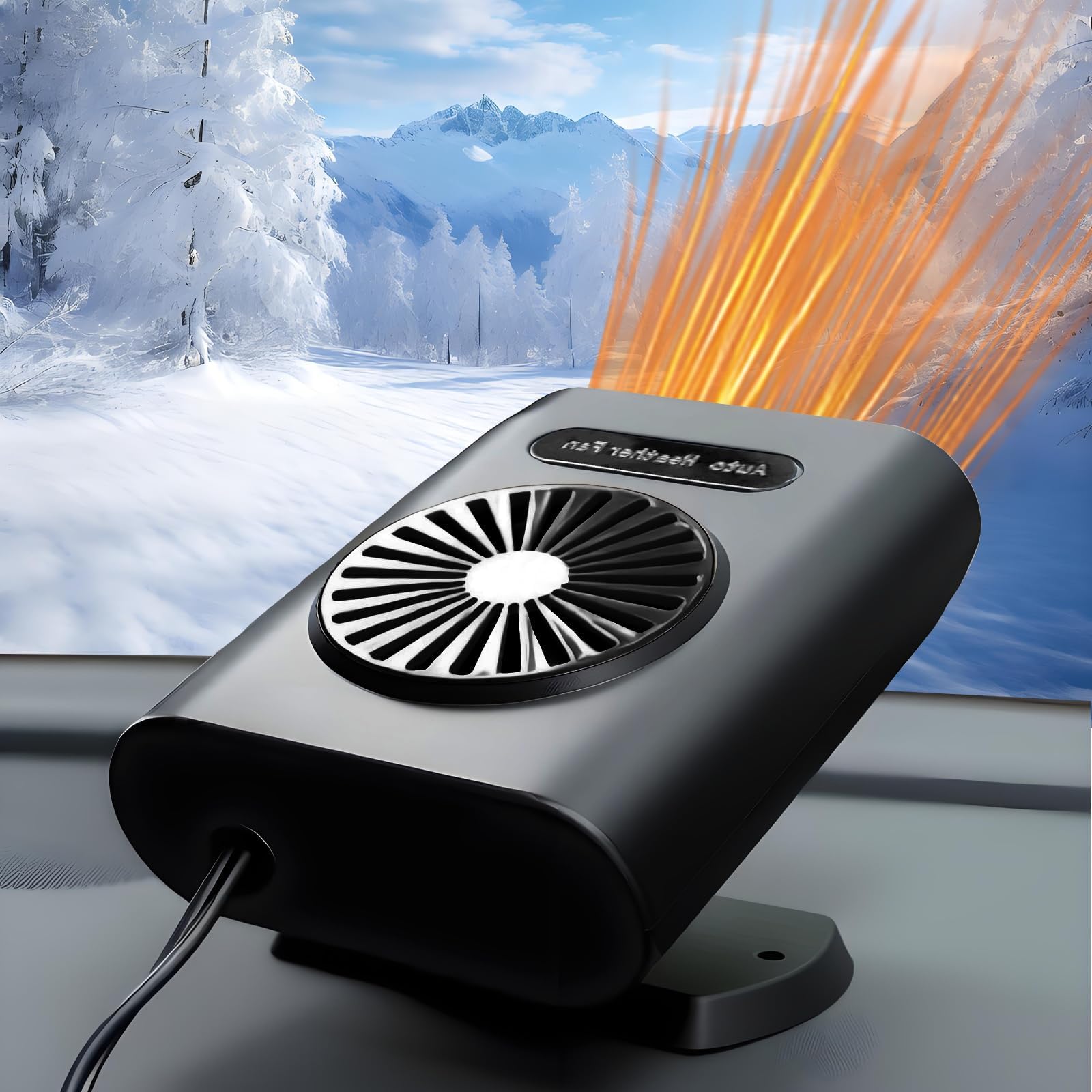 Calefactor de Coche 12V 200W, 2 en 1 Calefactor de Coche y Ventilador de Refrigeración con Rotación de 360 Grados, Descongelador y Desempañador de Parabrisas Calentamiento Rápido para Coche