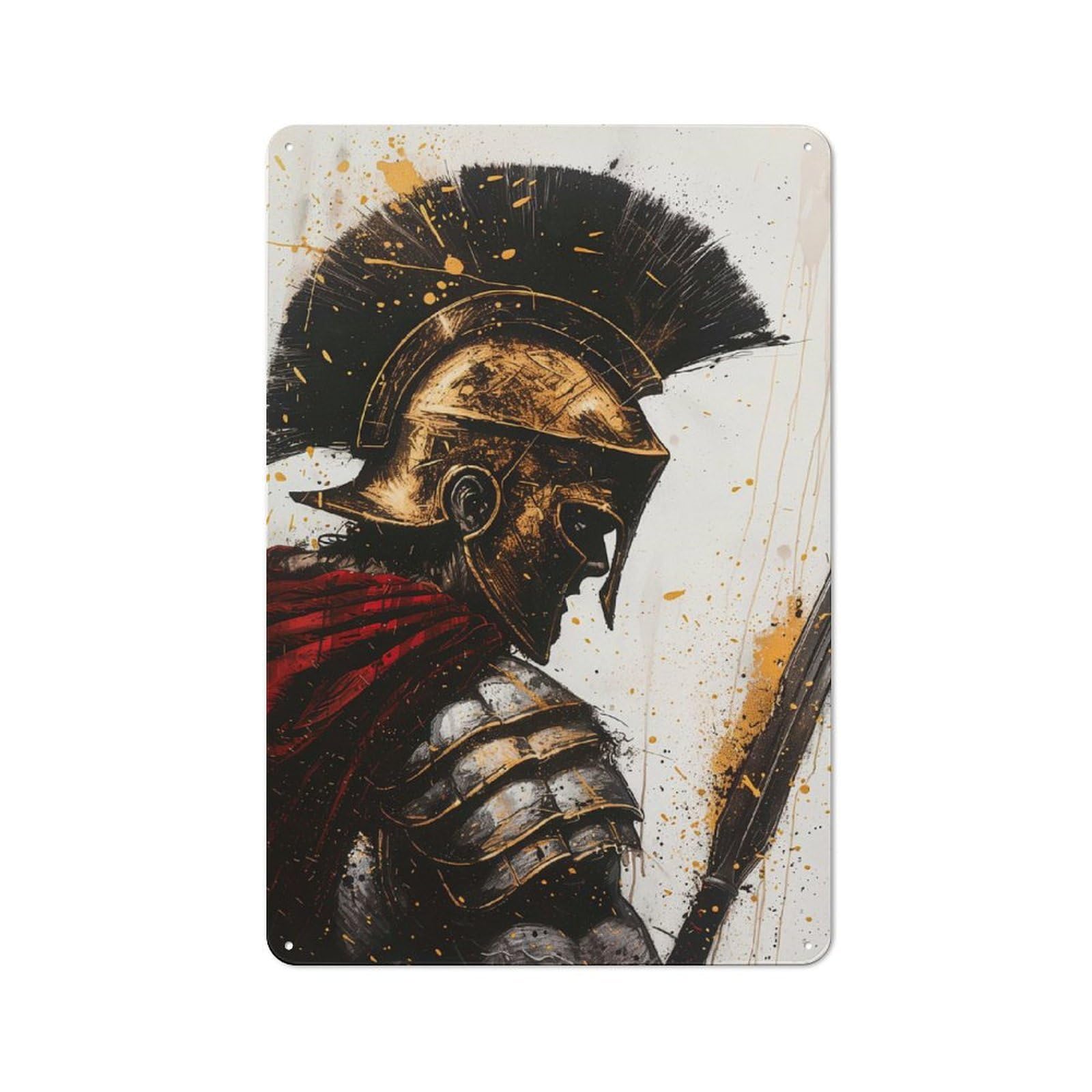 Junmoney Leonidas Portrait Cottage Style Metal Wall Decor 30X20cm, Tin Wall Plaque For Kitchen, Cottage, Porch Or Garden Room