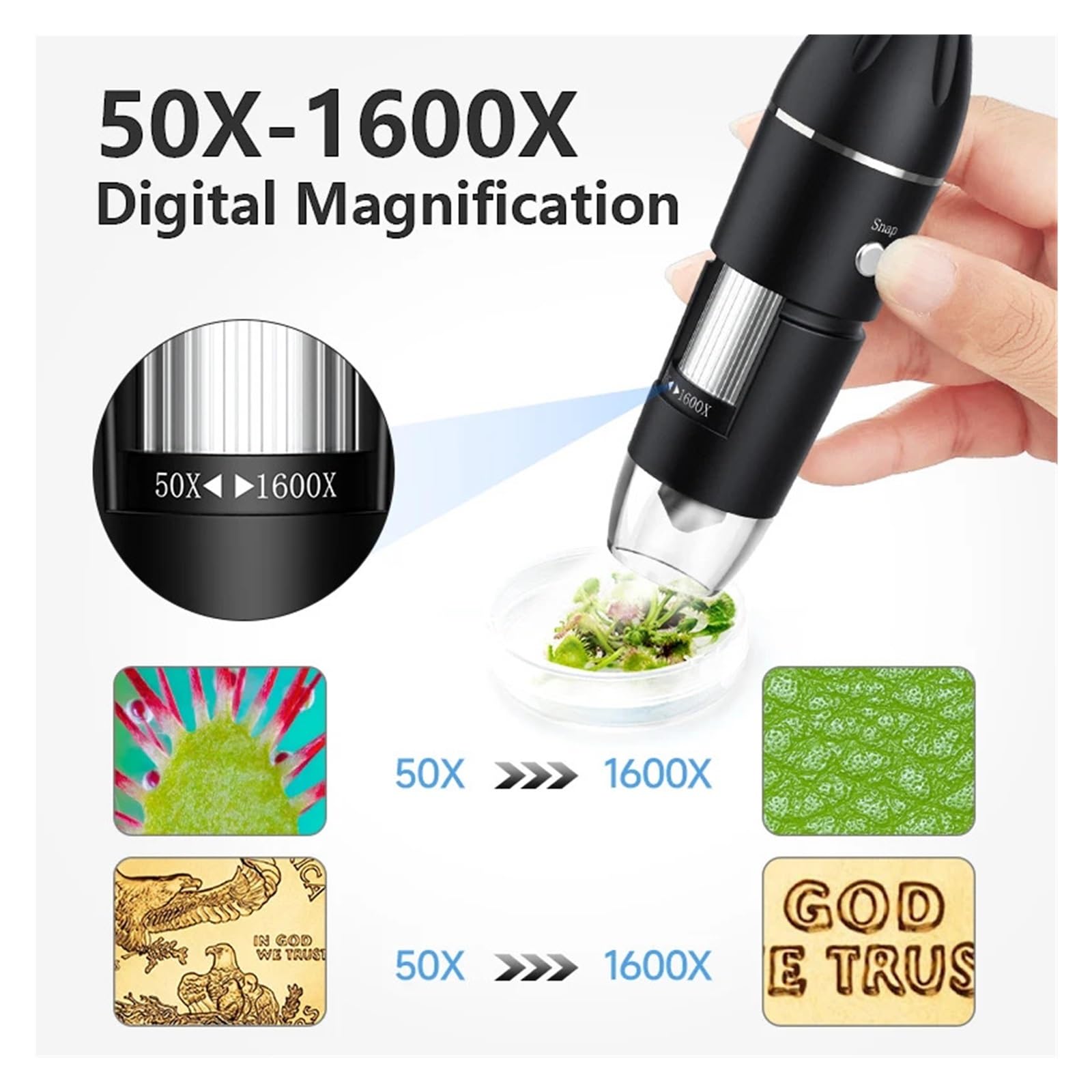 USB Microscope 1600X Zoom 1920P HD Electronic Digital Microscopes For Soldering With 8 LEDs Compatible With IO/S & Andro/d