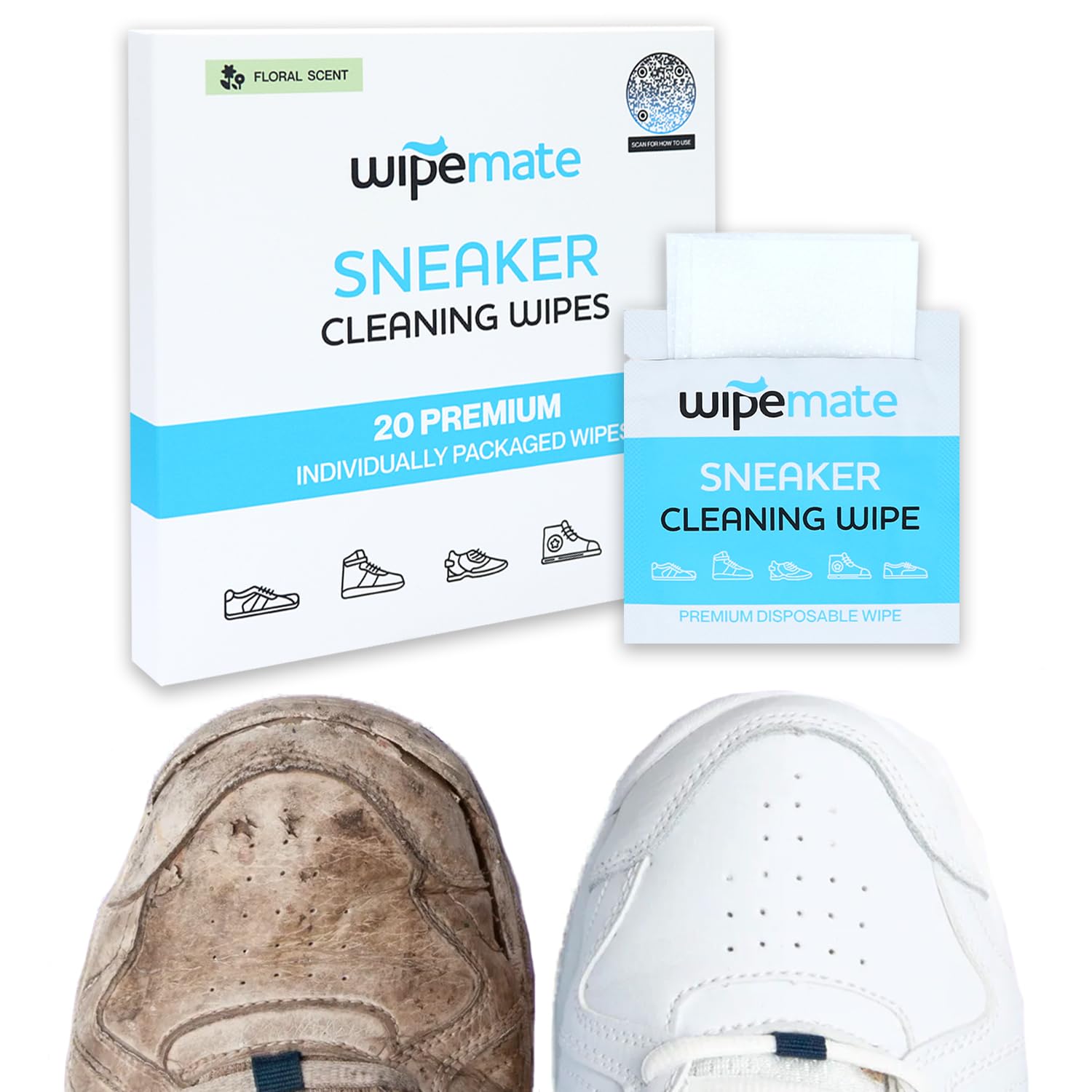 WIPEMATE Shoe, Sneaker, Suede & Leather Cleaner Wipes Premium Wipes for Dirt, Stains, Scuffs & Care for All Footwear