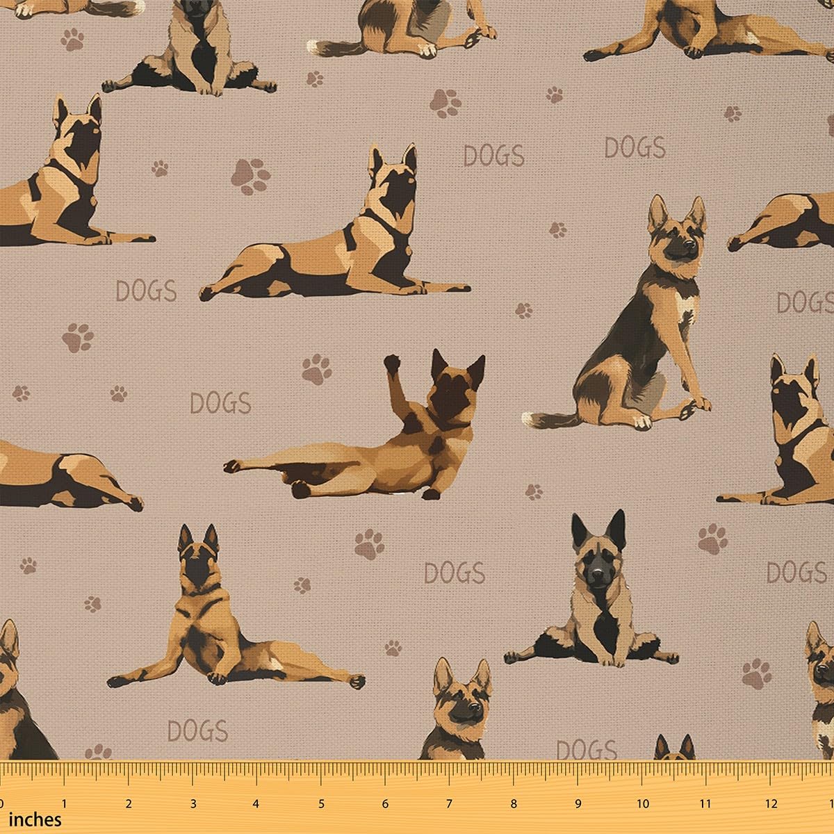 Dog Puppy Fabric by The Yard,Vintage Country Animals Footprints Fabric for Home DIY Projects,Rustic Farmhouse Syle Quilting Supplies for Sewing,Cute Dog Pattern DIY Crafts,1 Yard
