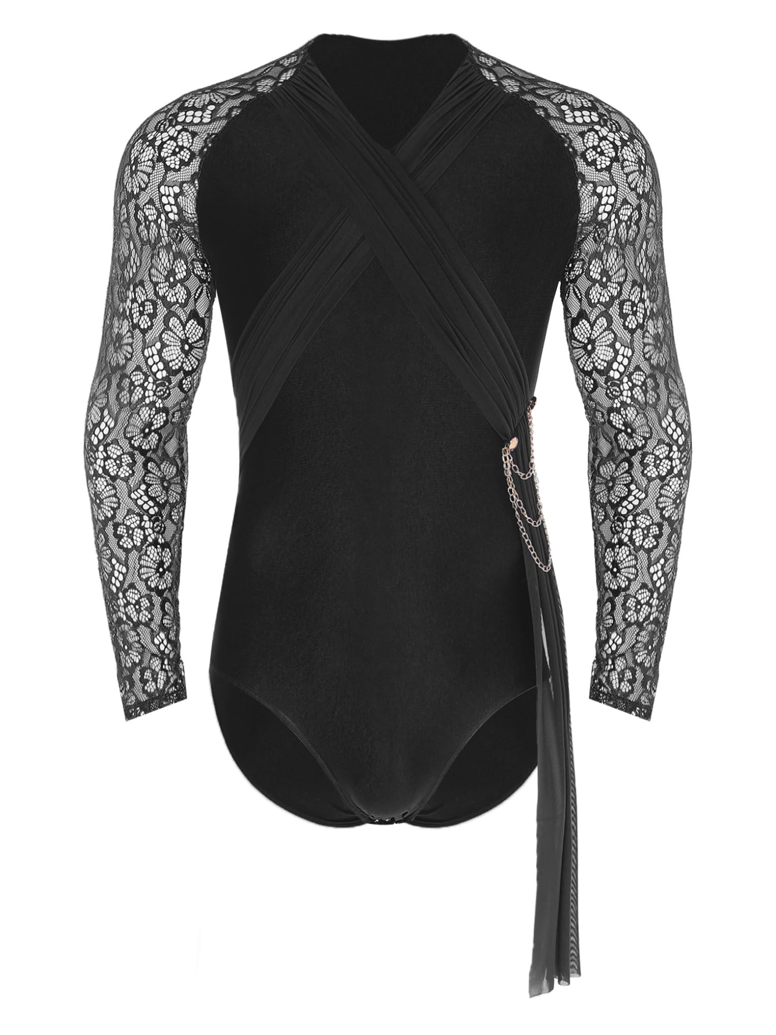 Hombres Traje De Baile Para Hombres Latino Camisa De Baile De Salón Latino Maillot Ballet De Competición Y Performance Negro M