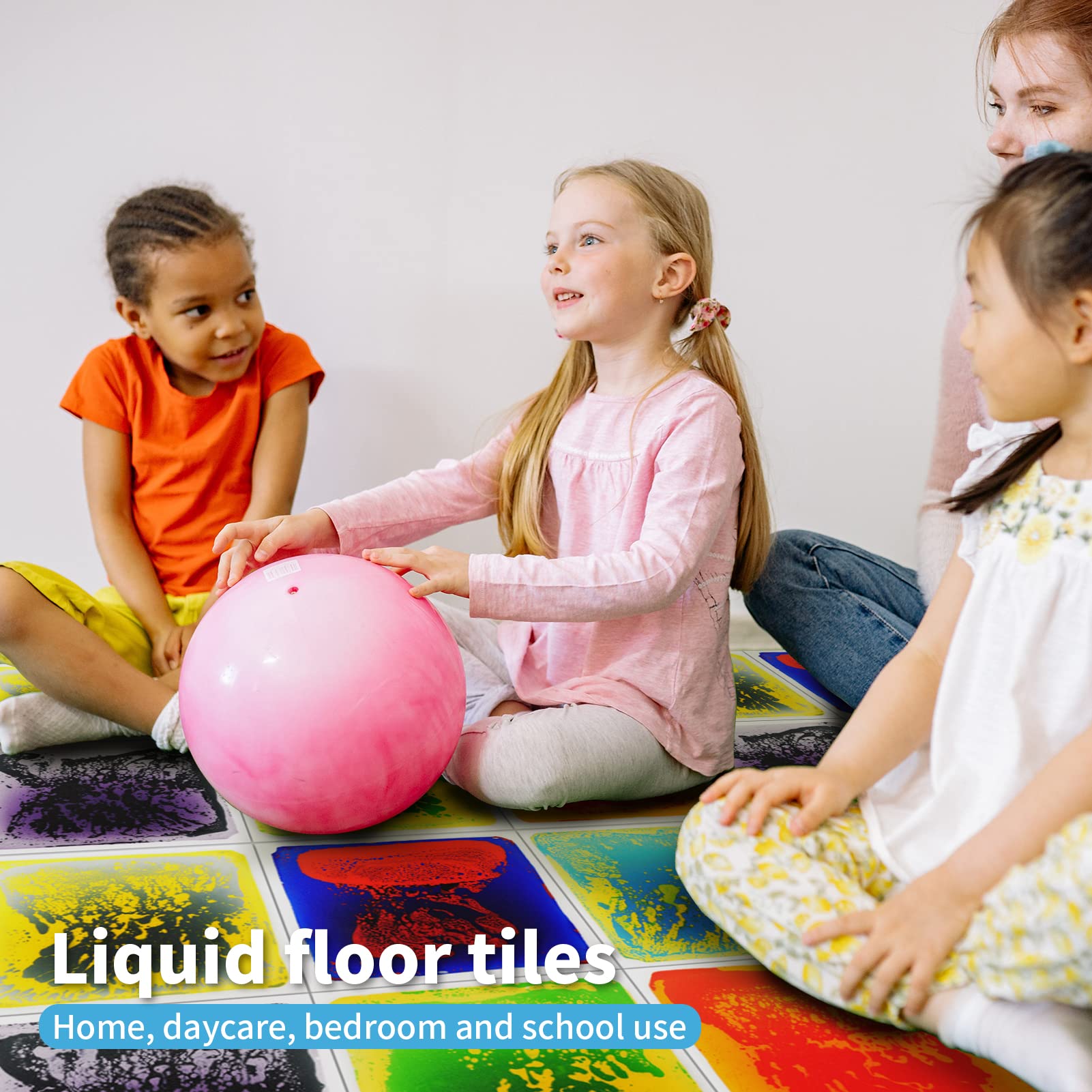 Art3d Liquid Sensory Lot de 6 dalles de sol carrées Multicolore 30 x 30 cm
