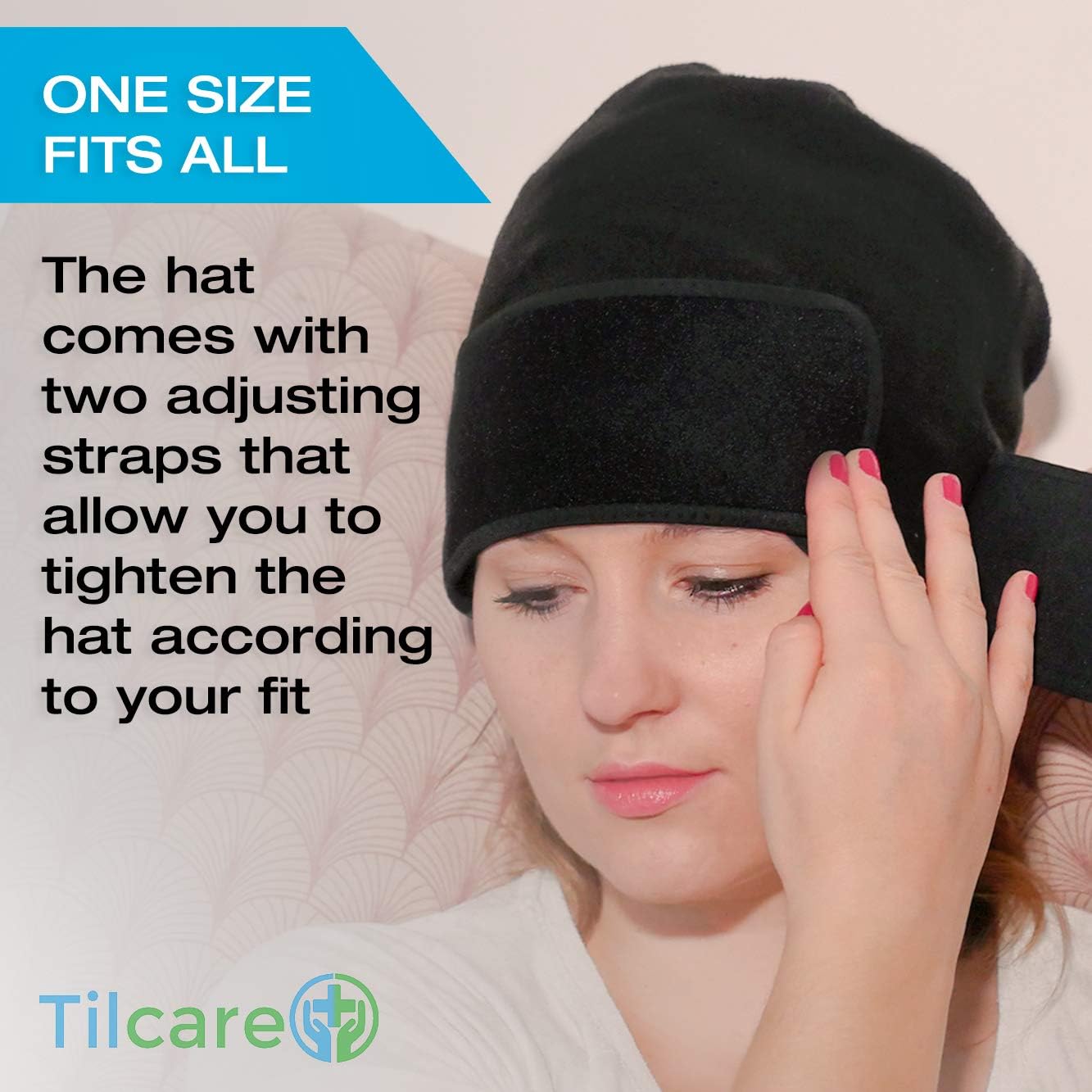 Tilcare Headache and Migraine Relief Hat Cooling Cap with Soft After Frozen Ice Pack - Flexible and Adjustable - Suitable for hot or Cold Therapy - Perfect for Easing Pain Caused by Chemotherapy