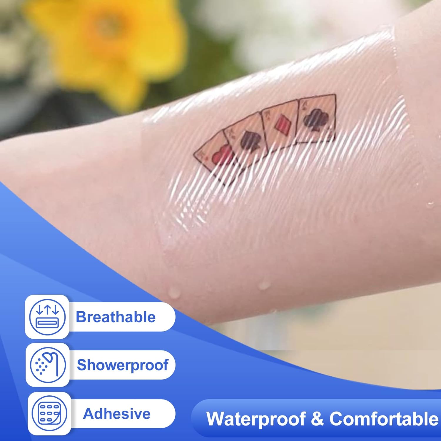 100 Count Transparent Film Dressing 2-3/8 x 2-3/4 inch, Waterproof Bandages Post Surgical for Wound Cover Shower, Clear Bandage - Image 3