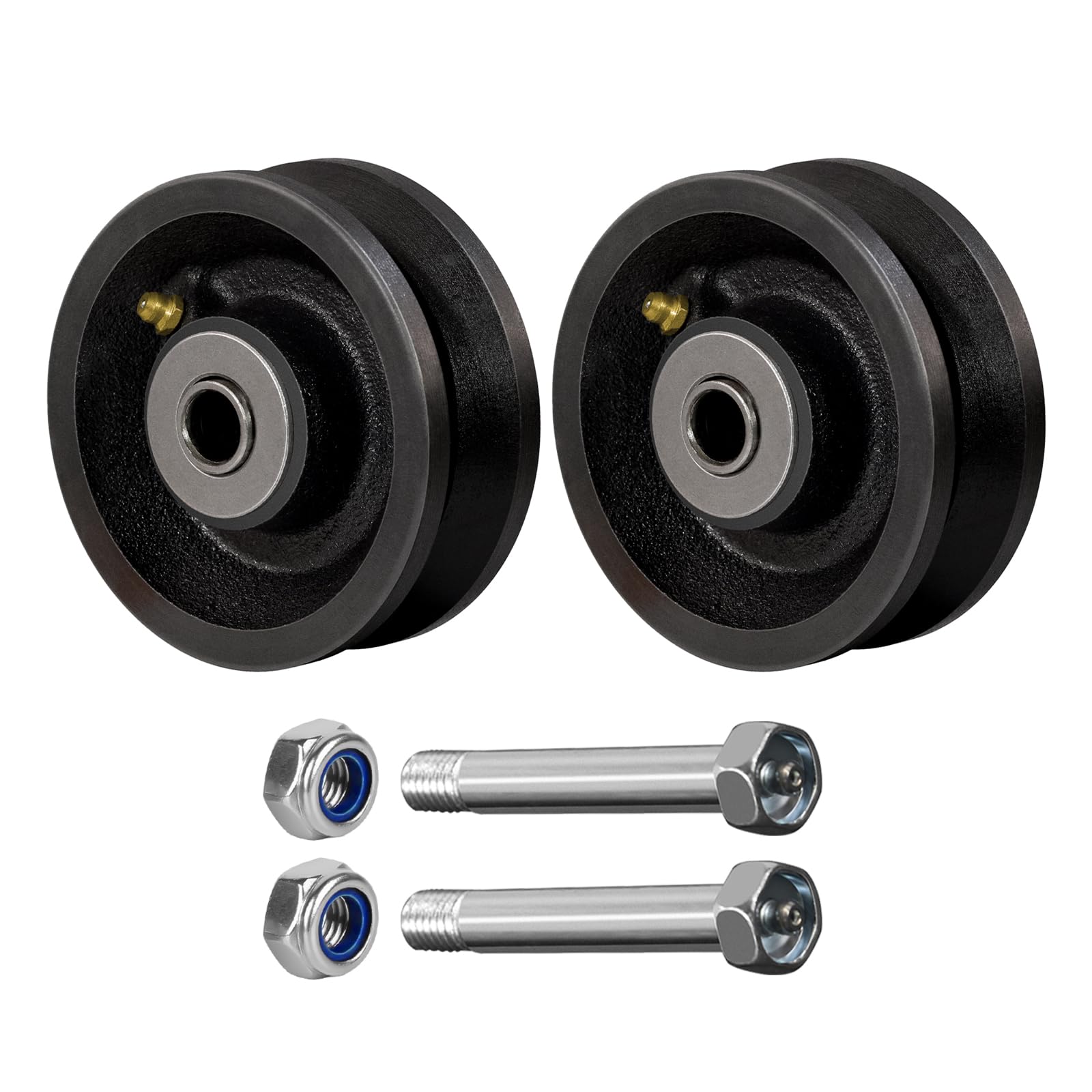 4" x 1.5" V-Groove Steel Wheel, 7/8" Wide 90° Groove Fits 1" Angle Iron Track, Heavy Duty Industrial Track Wheel with Relief Groove, High Load Capacity（2 Pack）