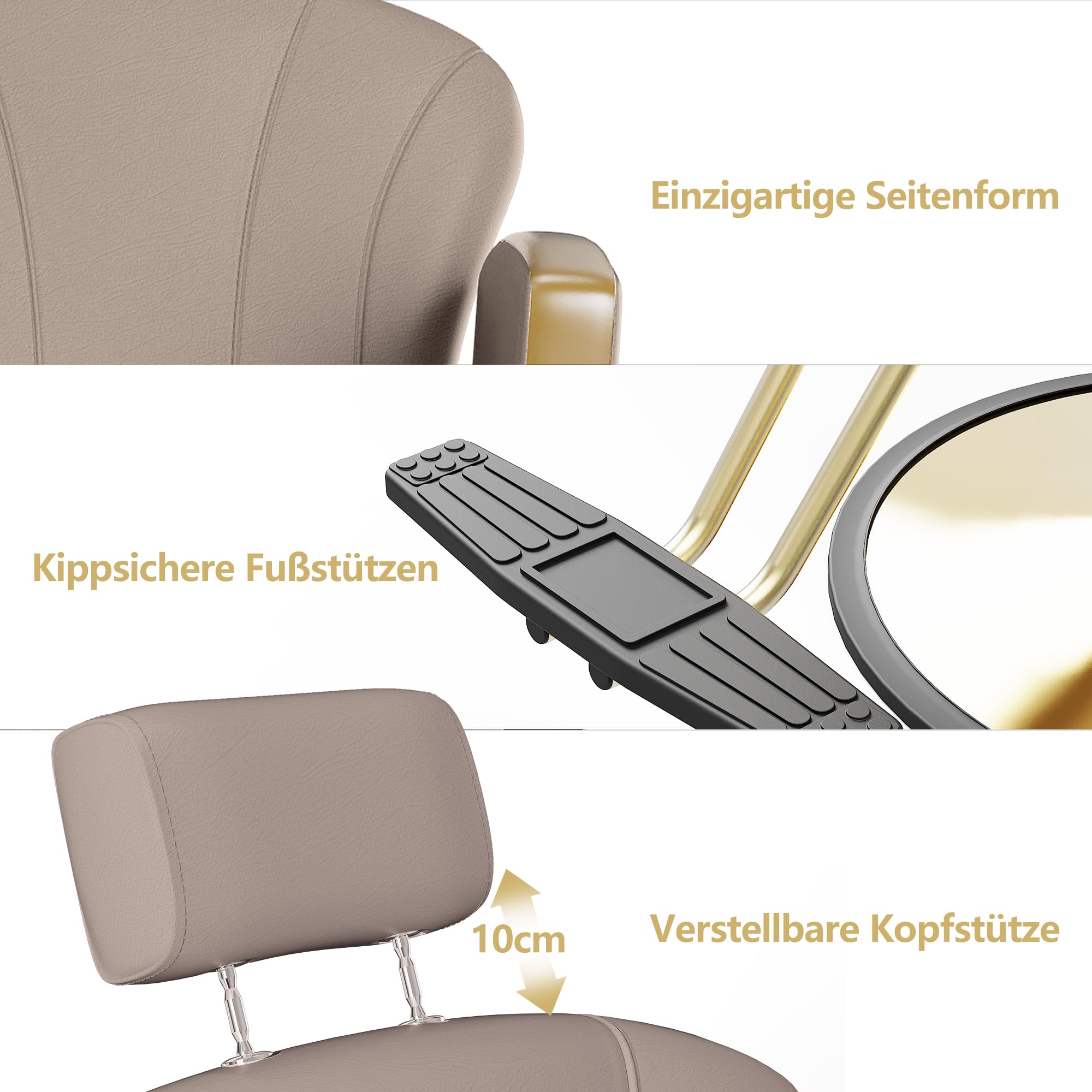 Höhenverstellbarer Friseurstuhl mit Kopfstütze Schokoladengrau