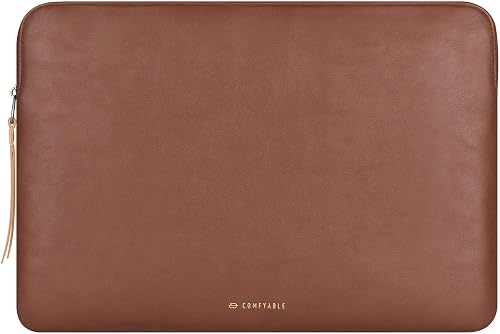 Comfyable Slim Protective Laptop Sleeve 13-13.3 inch Compatible with 13 inch MacBook Pro & MacBook Air, MacBook Pro 14-in M3 M2 2023 Pro/Max & M1, PU Leather Bag Cover Computer Case for Mac, Brown