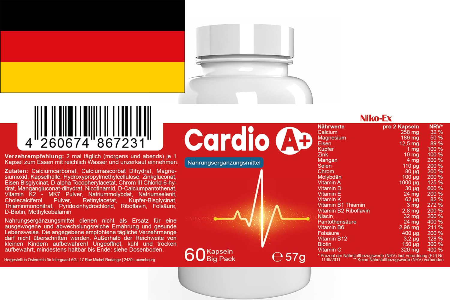Cardio A - 180 Kapseln (3x 60 Kapseln), 3er Pack