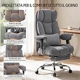 Efomao Sedia da Ufficio Ergonomica in Tessuto, Poltrona Scrivania Reclinabile con Poggiapiedi Estraibile, Schienale Alto, Supporto Lombare, Sedia Girevole per PC, Smart Working e Gaming (Grigio) - 3