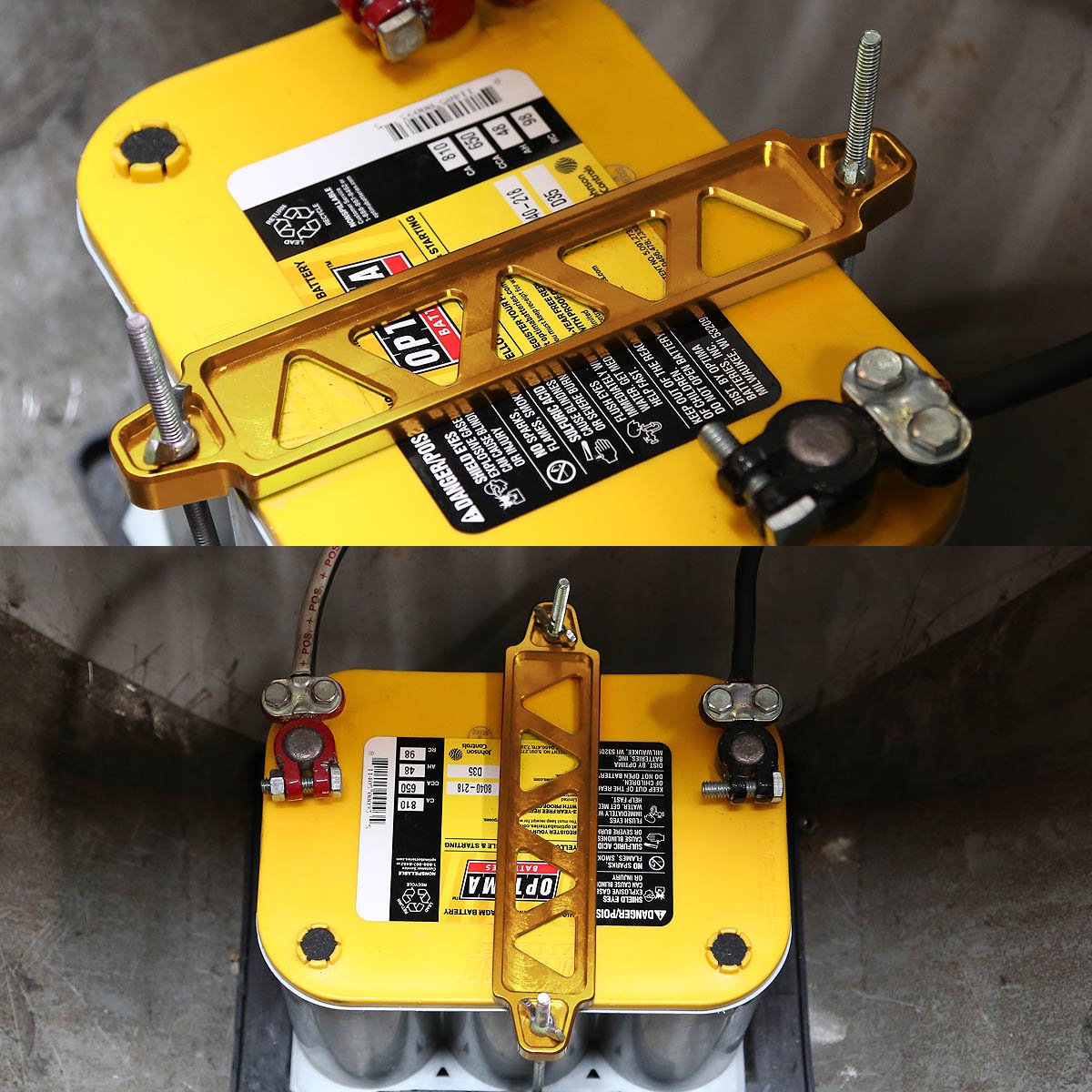 DNA MOTORING Batt-Long-GD Battery Tie Down Mount Bracket,Gold