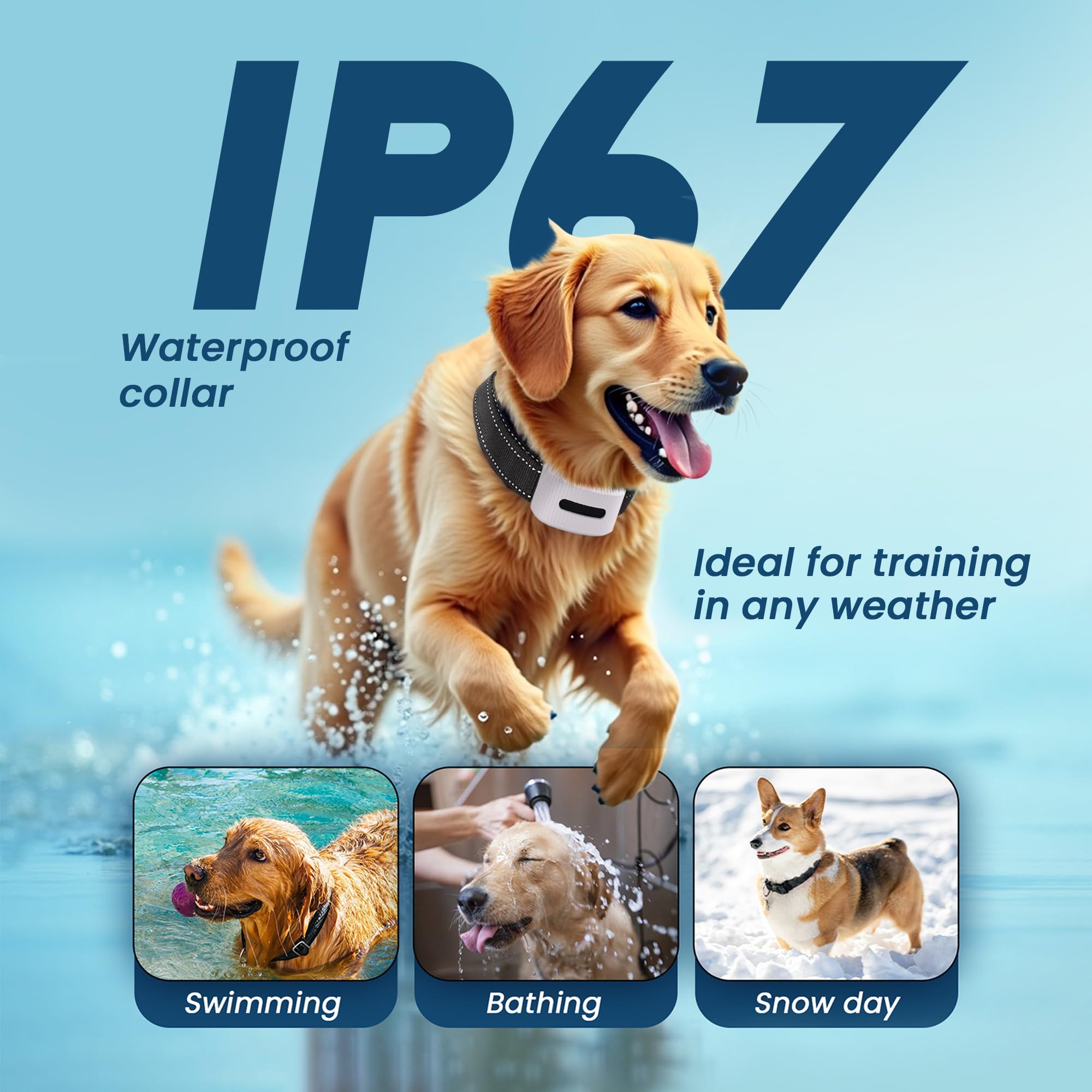 MISHAYO Dog Collar for Large Medium Small Dogs, Shock Collars for Dogs, Smart Rechargeable Bark Collar, Anti Barking Trainning Collar with 7 Adjustable Sensitivity Beep Vibration (White)