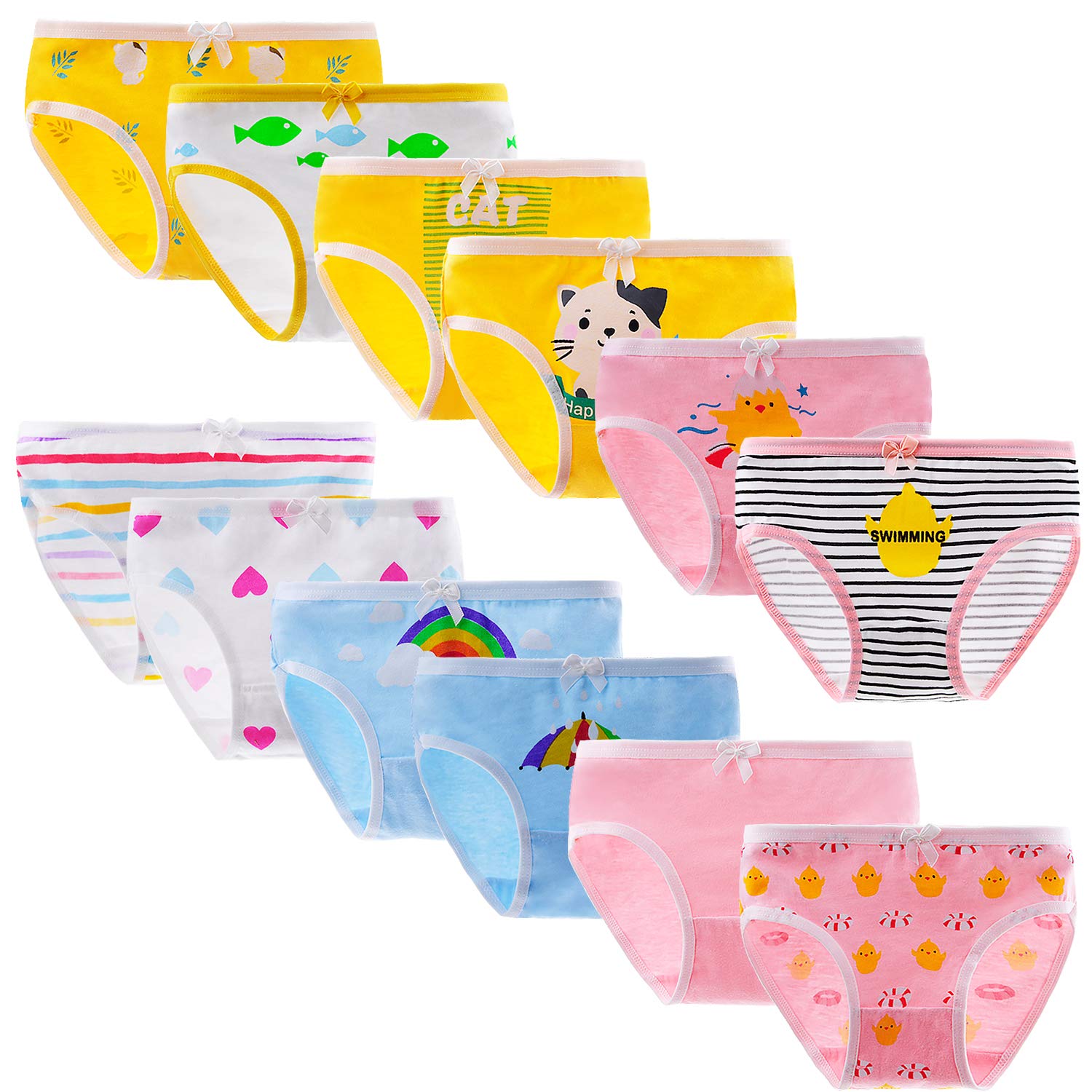 Yintry Toddler Girls' Cotton Panties Baby Soft Assorted Briefs Underwear Knickers (Pack of 12)