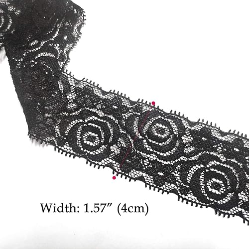 Miniatura 4 de Cinta de encaje elástica de 19 yardas de 1.57 pulgadas para manualidades, decoración rústica de boda, fabricación de lazos para el cabello y