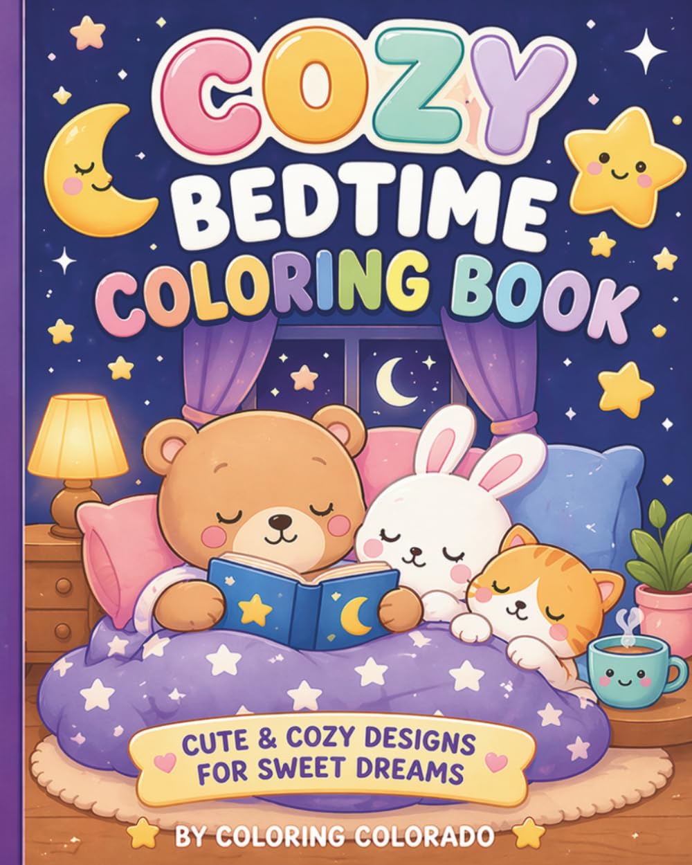 Cozy Bedtime Coloring Book: 50 Simple & Relaxing Nighttime Designs for Kids Ages 4–8 | Cute Animals, Dreamy Scenes & Calm Sleep Moments