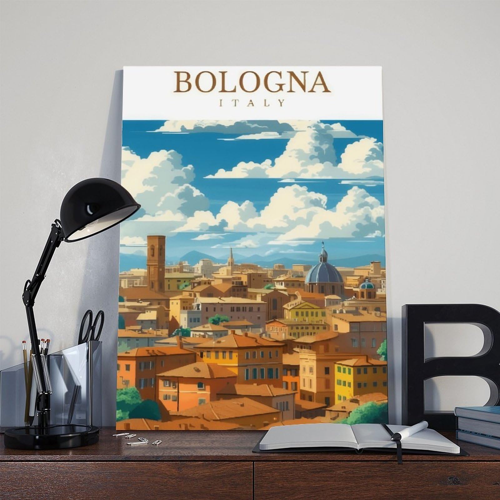 Poster su tela a tema viaggi Bologna, Italia (2), decorazione per camera da letto, ufficio, stanza, regalo, 40,6 cm L x 61 cm W