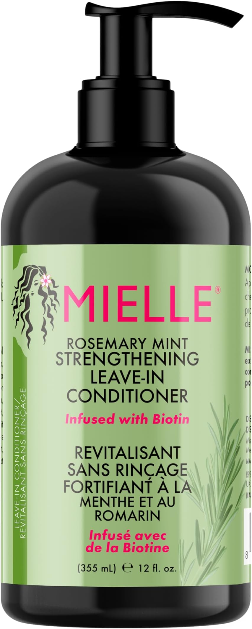 โ Rosemary Mint Strengthening Leave In Conditioner for Curly Hair - Hydrating Hair Moisturiser Infused with Biotin to Soften, Protect & Boost Shine, 355 ml (Pack of 1)