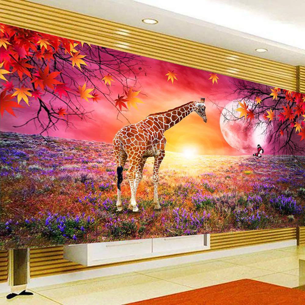 Nicole KnupferDIY 5D Diamond Painting Kit, Giraffe Full Drill Embroidery Painting Rhinestone Diamond Painting Cross Stitch Craft Wall Decoration (100 x 40 cm)
