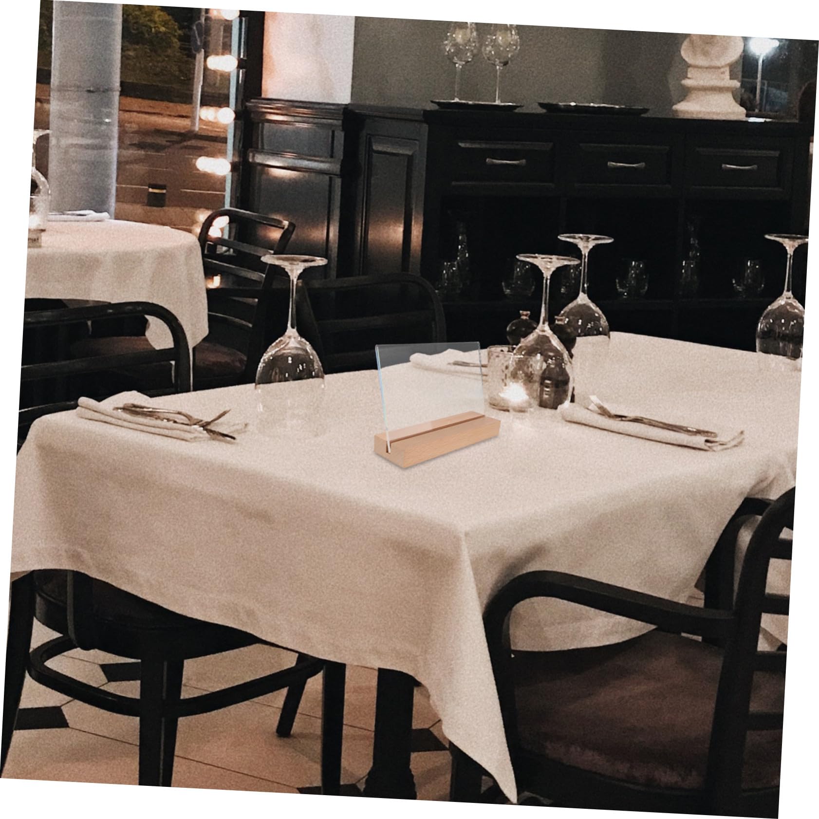 VILLCASE Soporte Para Portamenús Acrílico Transparente Horizontal Con Base De Madera Natural, Expositor De Sobremesa Para Restaurantes, Cafés y Eventos, Pack 5 Unidades A6