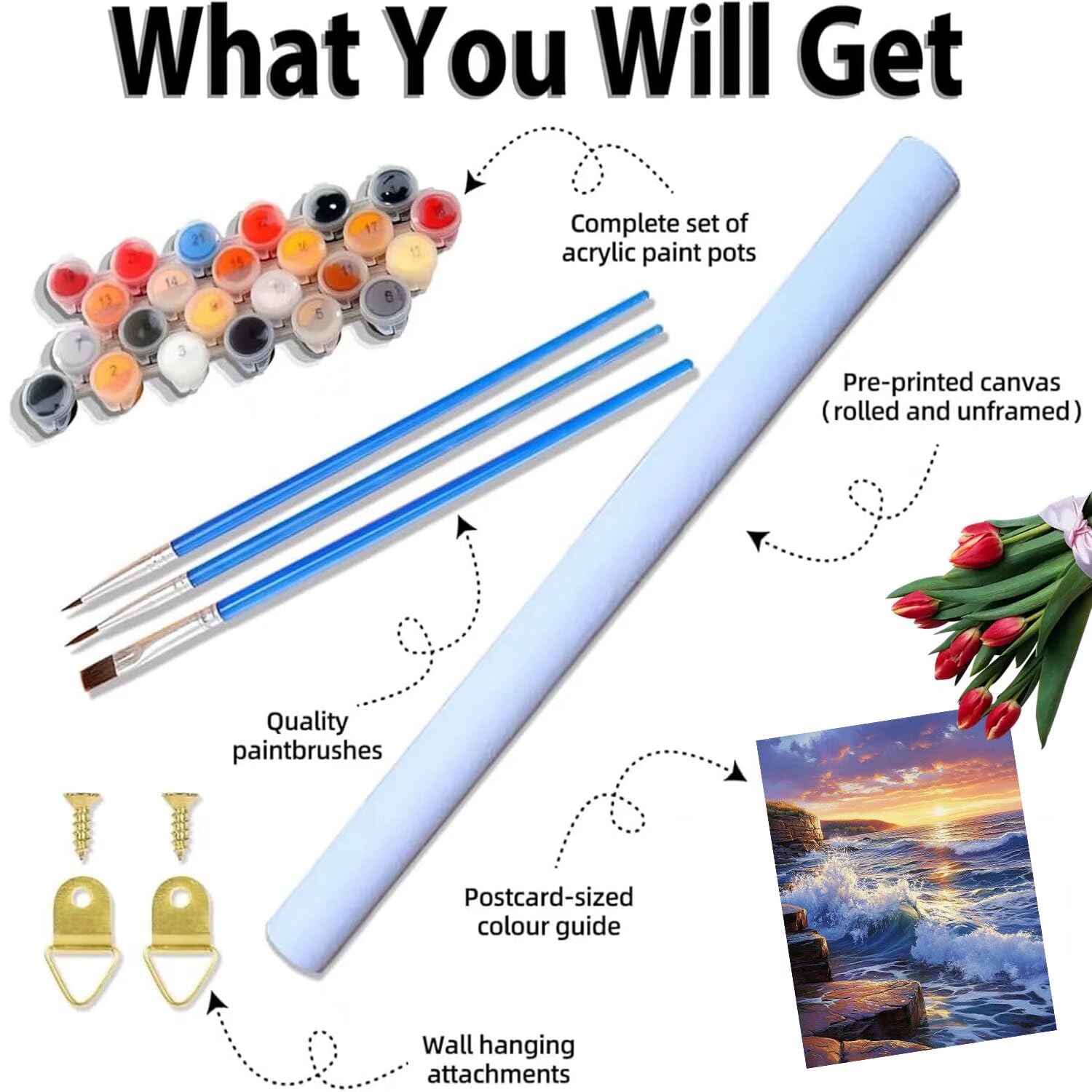 Pintar por Numeros Adultos pintar por numeros niños manualidades niños 10 años, DIY Pintar por Números de Pincel y Pintura acrílica Decoraciones para el Hogar Manualidades, sin Marco 60x80cm C-20