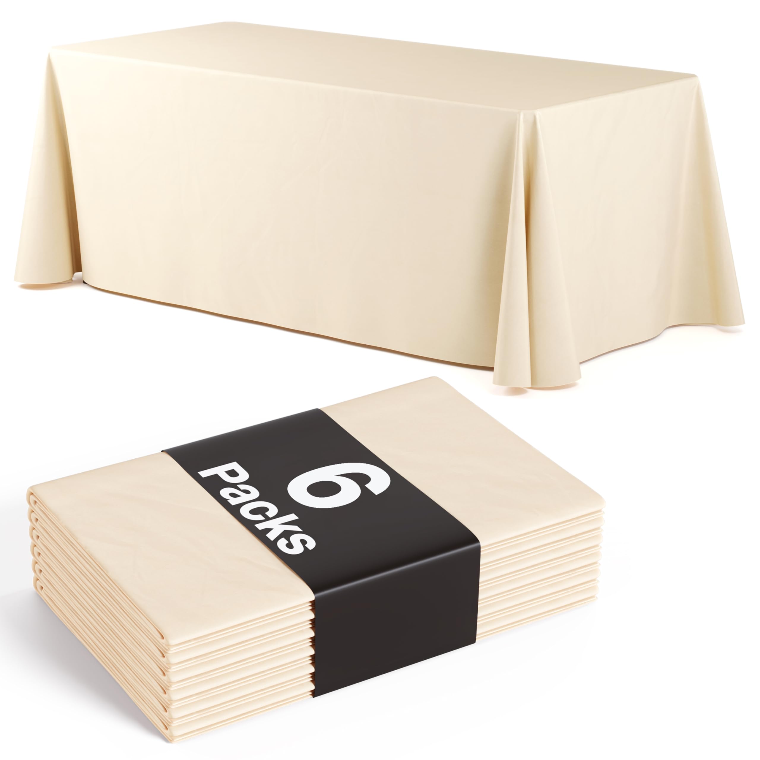 Nappe jetable plastique ivoire pour pique-nique et grand événement lot de 6