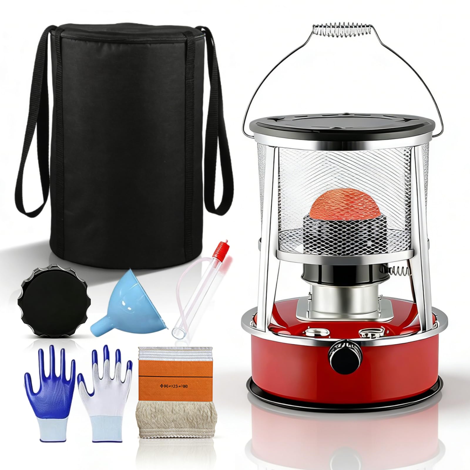 Kerosene Heaters for Indoor Use, 2-in-1 Portable Kerosene Heater & Stove, 9000 BTU Non-Electric Radiant Heater for Large Rooms up to 300 sq ft, 18–21h Runtime for Camping, Garage, Emergency (Black) — view 8