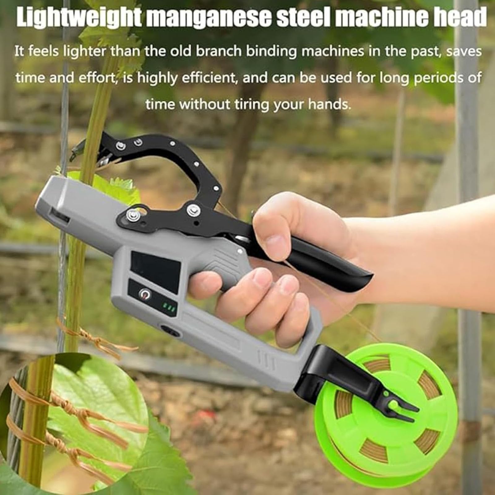 Máquina atadora de plantas, herramienta automática de atado de vides para uvas, tomates, pepinos, 6000 ramas, diámetro de encuadernación de 45 mm, herramienta de jardinería eficiente y fácil de usar