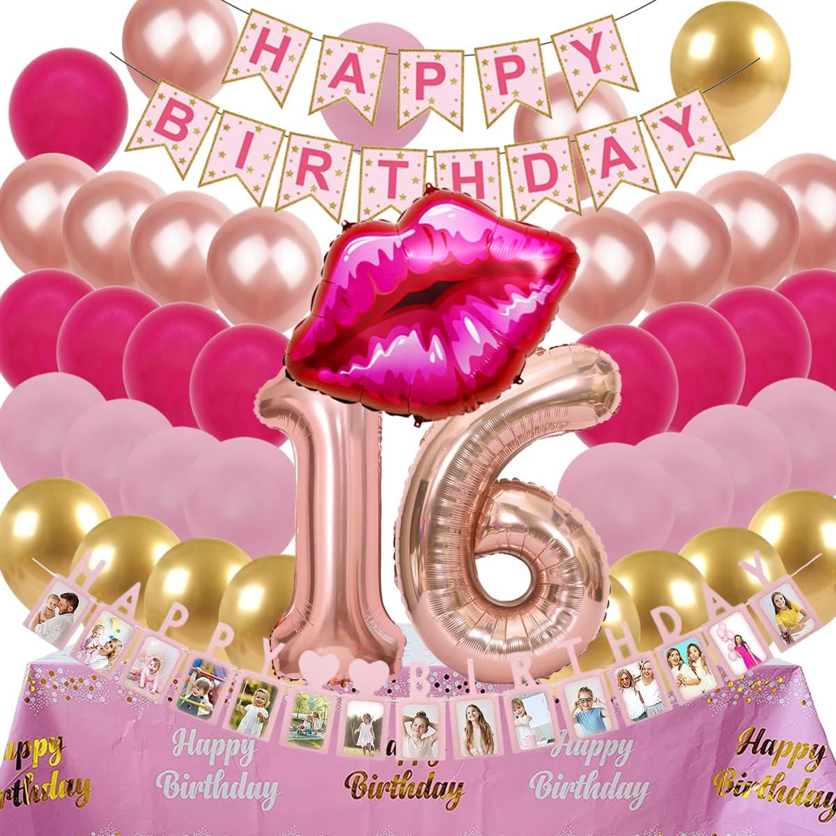 Sweet 16 Birthday Decorations for Girls Pink Rose Gold 16th — free download