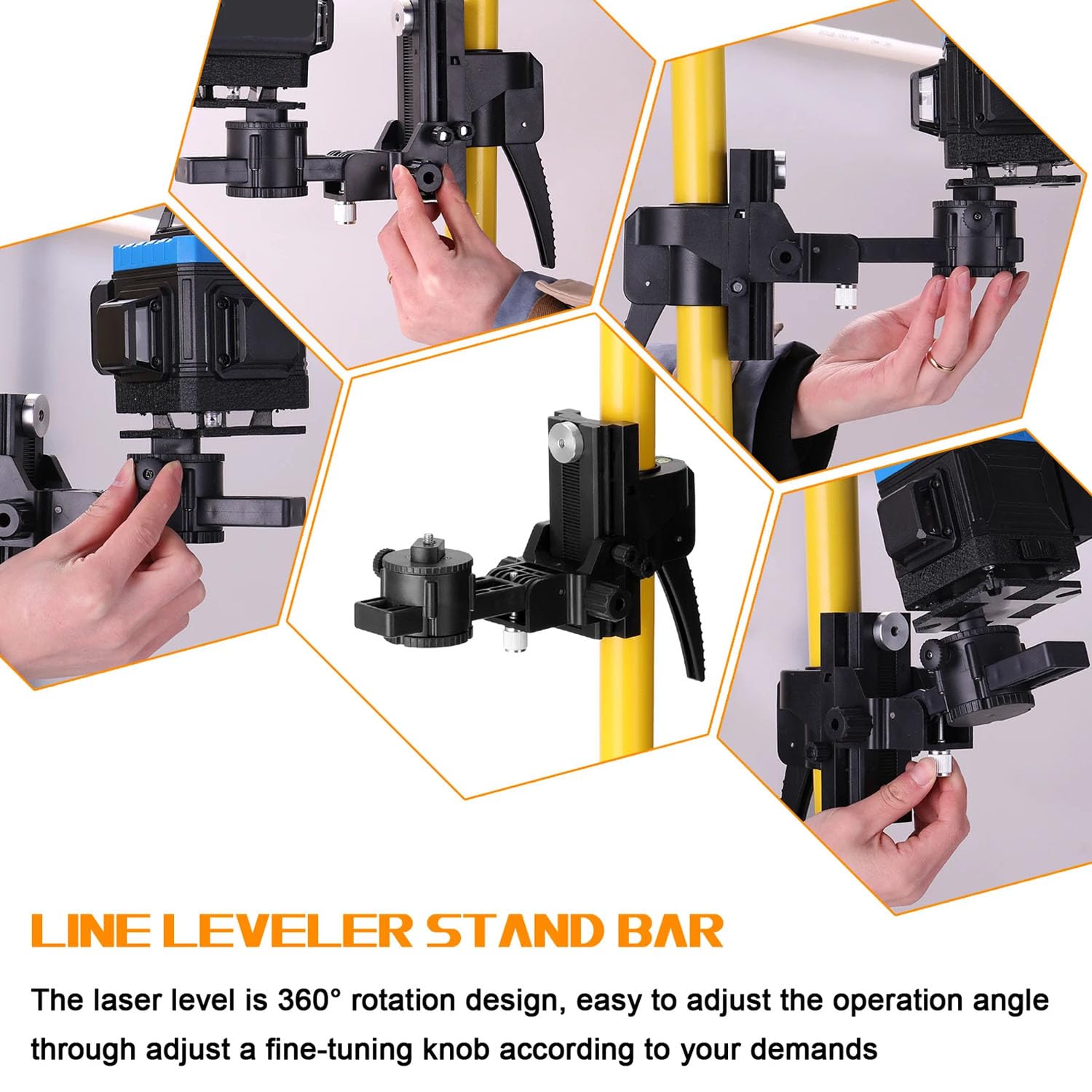 Tripode Nivel Laser,Rosca 1/4"-20 5/8"-11, Altura Ajustable De 70 a 360 Cm, Cabezal Multifuncional, Nivel Incorporado, Trípode De Aluminio, Con Barra Extensible Para Escáner Láser