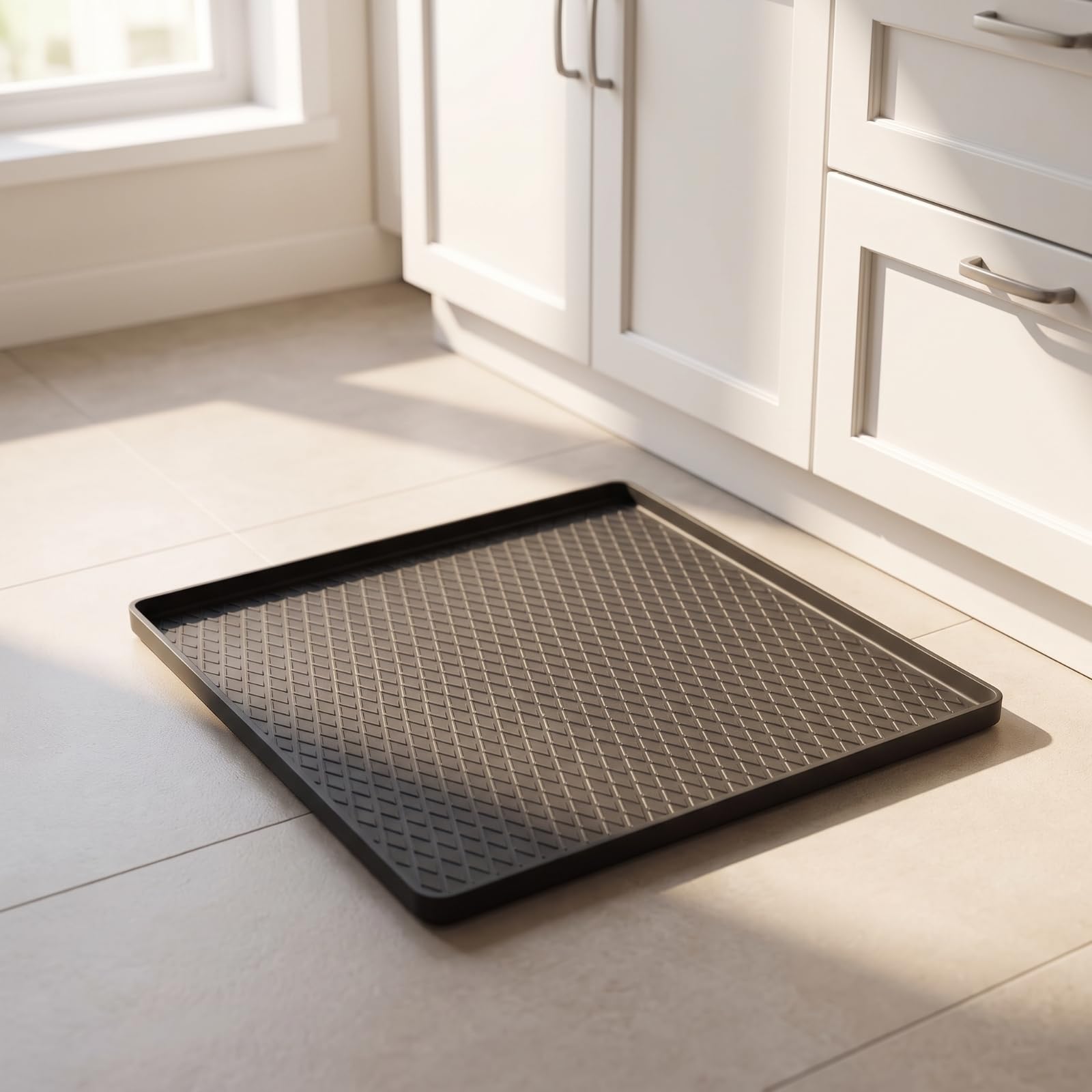 Tapis Gamelle en Silicone sans BPA, Gris Clair, 65 60