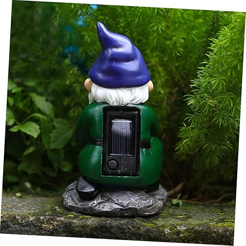 Miniatura 9 de Yardwe Estatua de gnomo de jardín alimentada por energía solar de resina bien enana al aire libre adorno de luz solar para decoración de patio