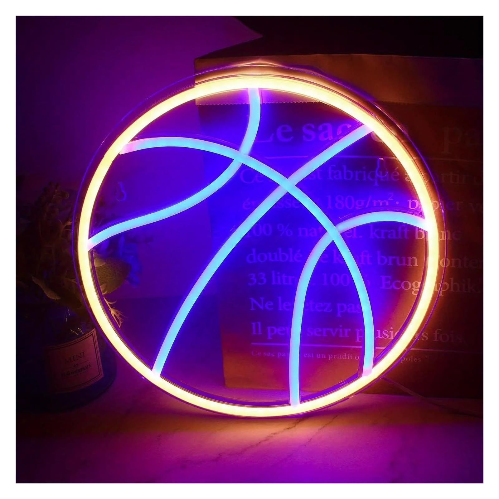 LEMST Sign Lamp Basketball Neon Signs, USB Power Switches, Wall Decorations, Bedroom Birthday Signs 28x28cm