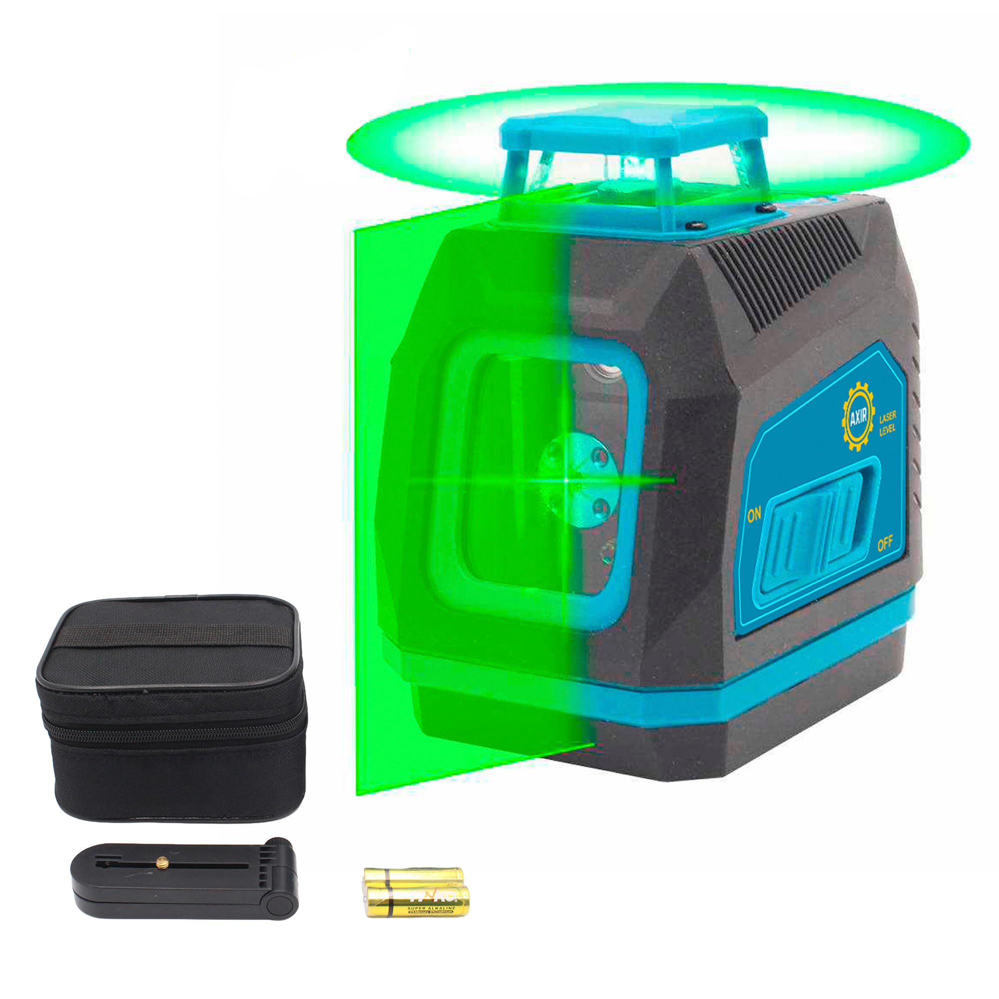 Nivel Láser Autonivelante 360 Grados, Nivelador Láser Verde 5 Líneas, 2 x Pilas, Soporte Mágnetico, Montaje en Pared, Nivel Láser Profesional