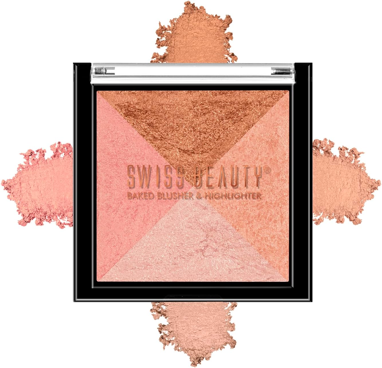 Mini Baked Shimmer Blusher And Highlighter Palette For Face Makeup| Shade-1 Multicolor, 7 Gm |