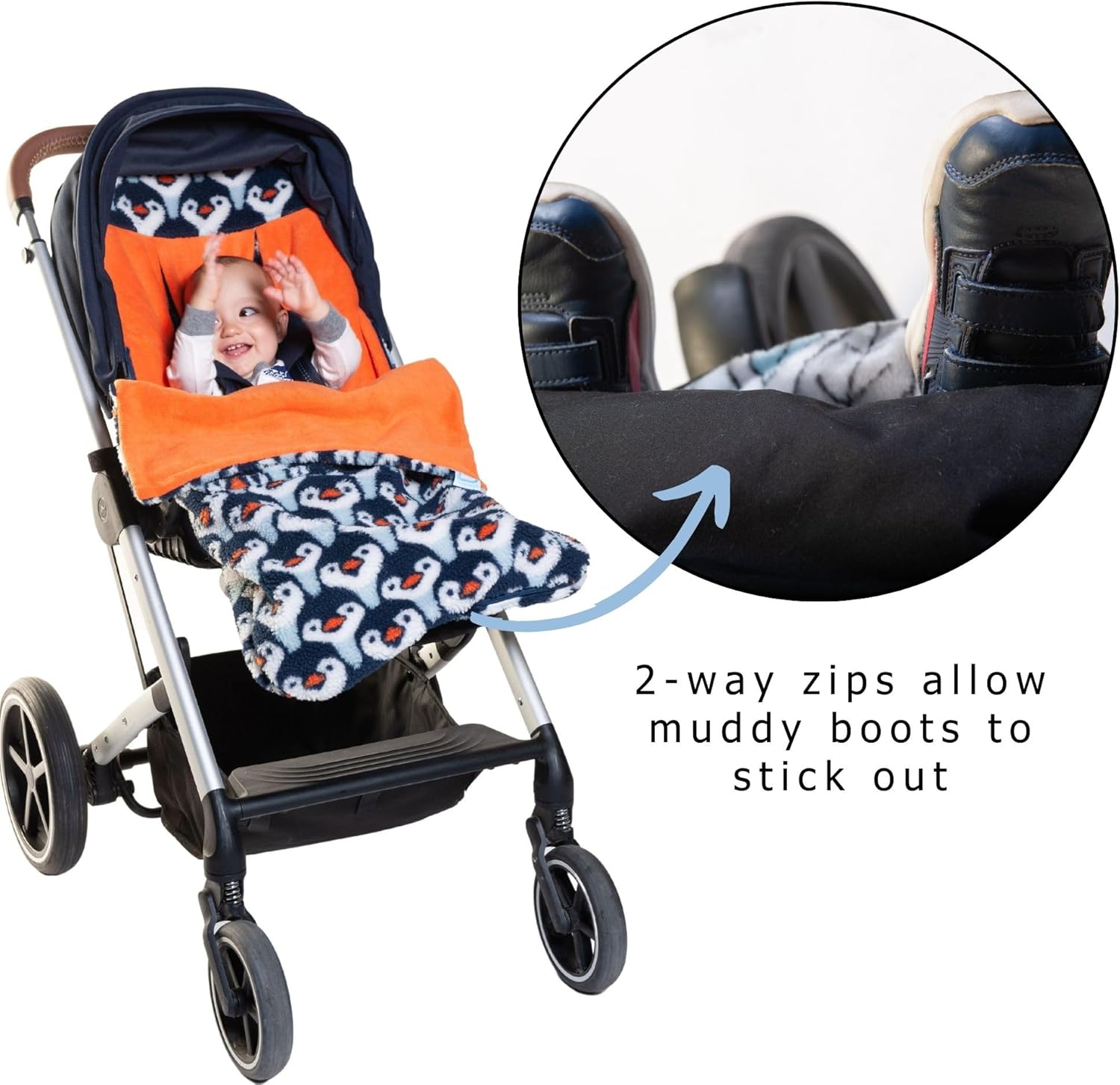 Universal Snuggle Sherpa Baby Stroller Footmuff Bunting Bag, 2-in-1 Seat Liner & Pushchair Footmuff to Keep Baby Warm & Dry, Waddle