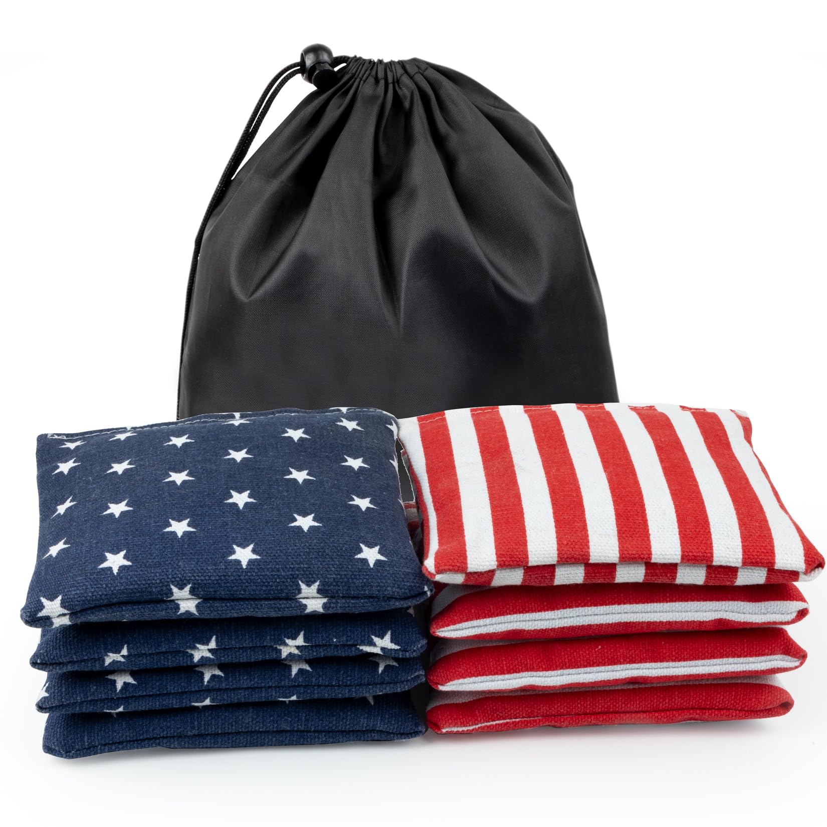 WOFEU Cornhole Bean Bags, 12x12cm Cornhole Sitzsack 8er Set, Bohnensäckchen für Kinder & Erwachsene, Zweifarbiges Allwetter Cornhole Bag Set mit Tragetasche