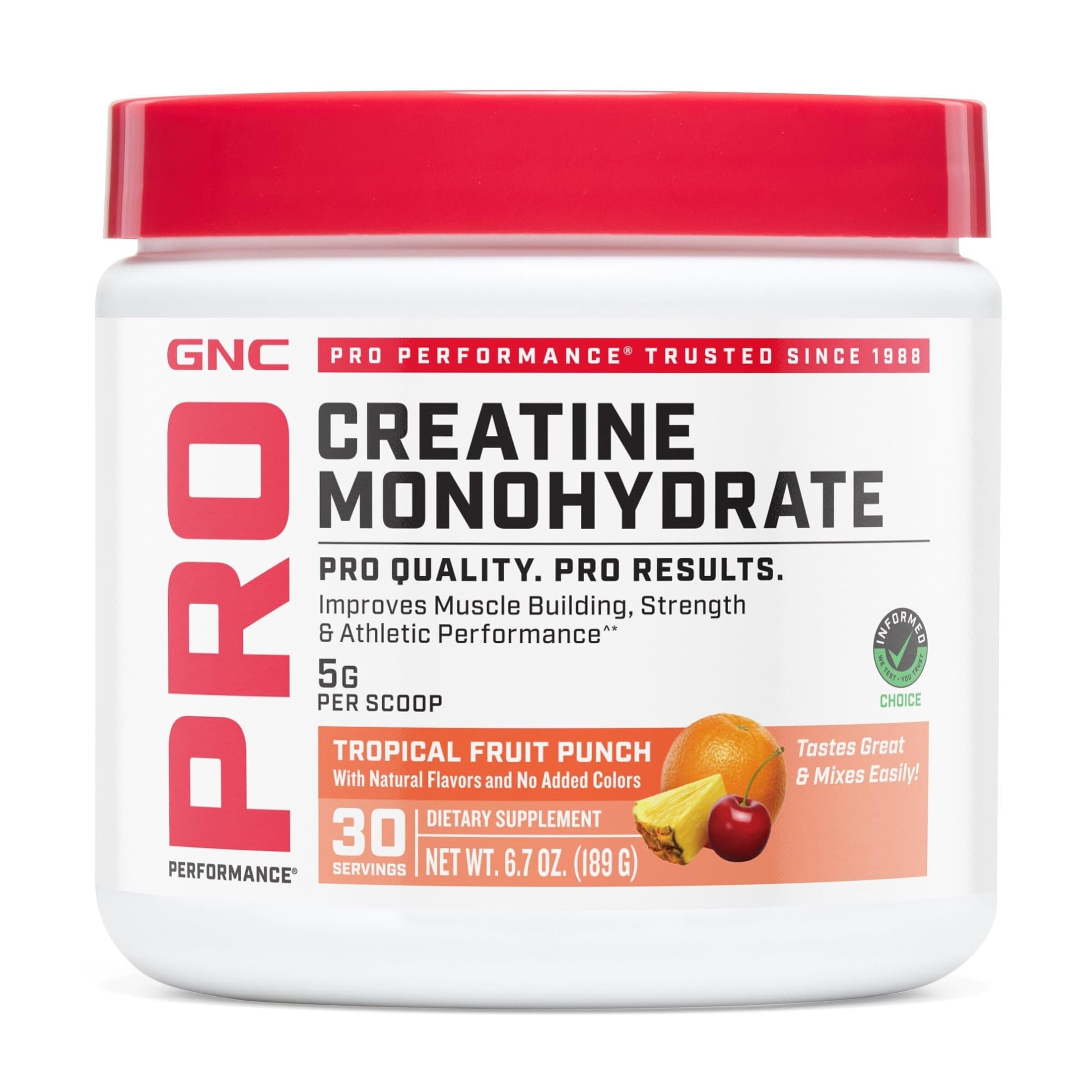 GNC Pro Performance Micronized Creatine, Tropical Punch, 30 Servings