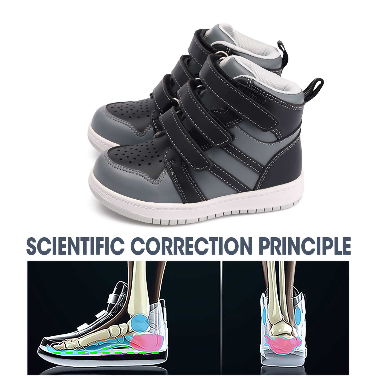 Zapatos ortopédicos para niños y jóvenes,Botas de Soporte de Arco y Tobillo para niñas y niños para Corregir los Problemas de los pies,Suelas Antideslizantes