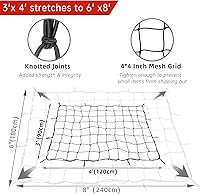 Vista 2 de Red de carga para portaequipajes de 3 x 4 pies, red de bungee con malla que se estira hasta 6 x 8 pies para cesta de carga en el techo 12