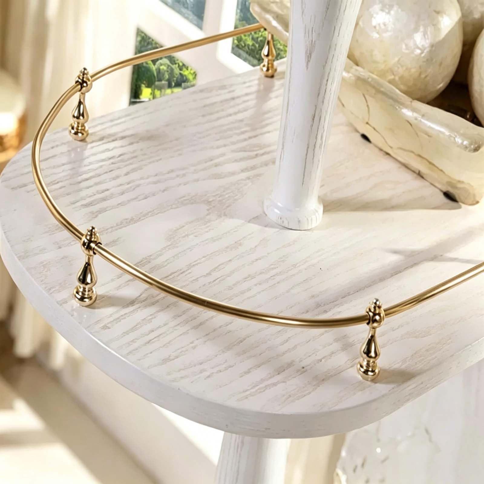 Rack Rail Floating Rail Shelves Kitchen with Curved Posts, Decorative Metal Bars Anti-fall Security, Accessories Protection For Cabinet and Wine Protection. (Gold, 34"/86cm)