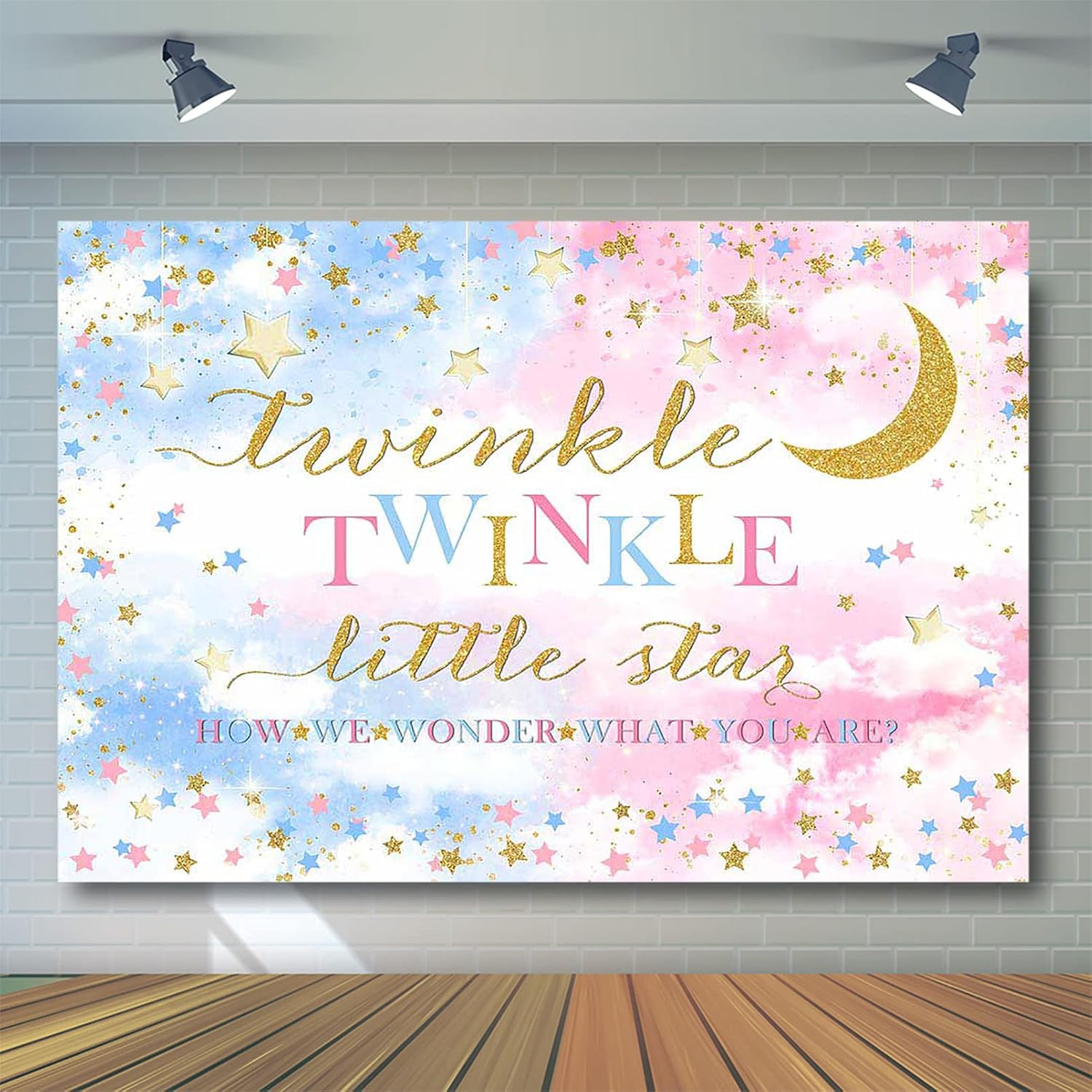 Avezano Twinkle Twinkle Little Star Gender Reveal Backdrop Blue or Pink Gender Reveal Party Decorations Boy or Girl Gender Reveal Party Photography Background Supplies Banner (7x5ft)