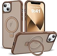 Vista 32 de Funda de grado militar compatible con iPhone 14 Plus de 6.7 pulgadas, con soporte magnético invisible tipo anillo, compatible con MagSafe y gran