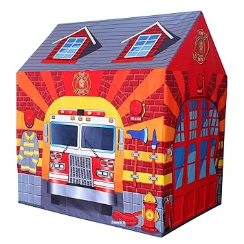 VBE Foldable Kids Playing Tent House Fire Station Theme Indoor and Outdoor Play Tent