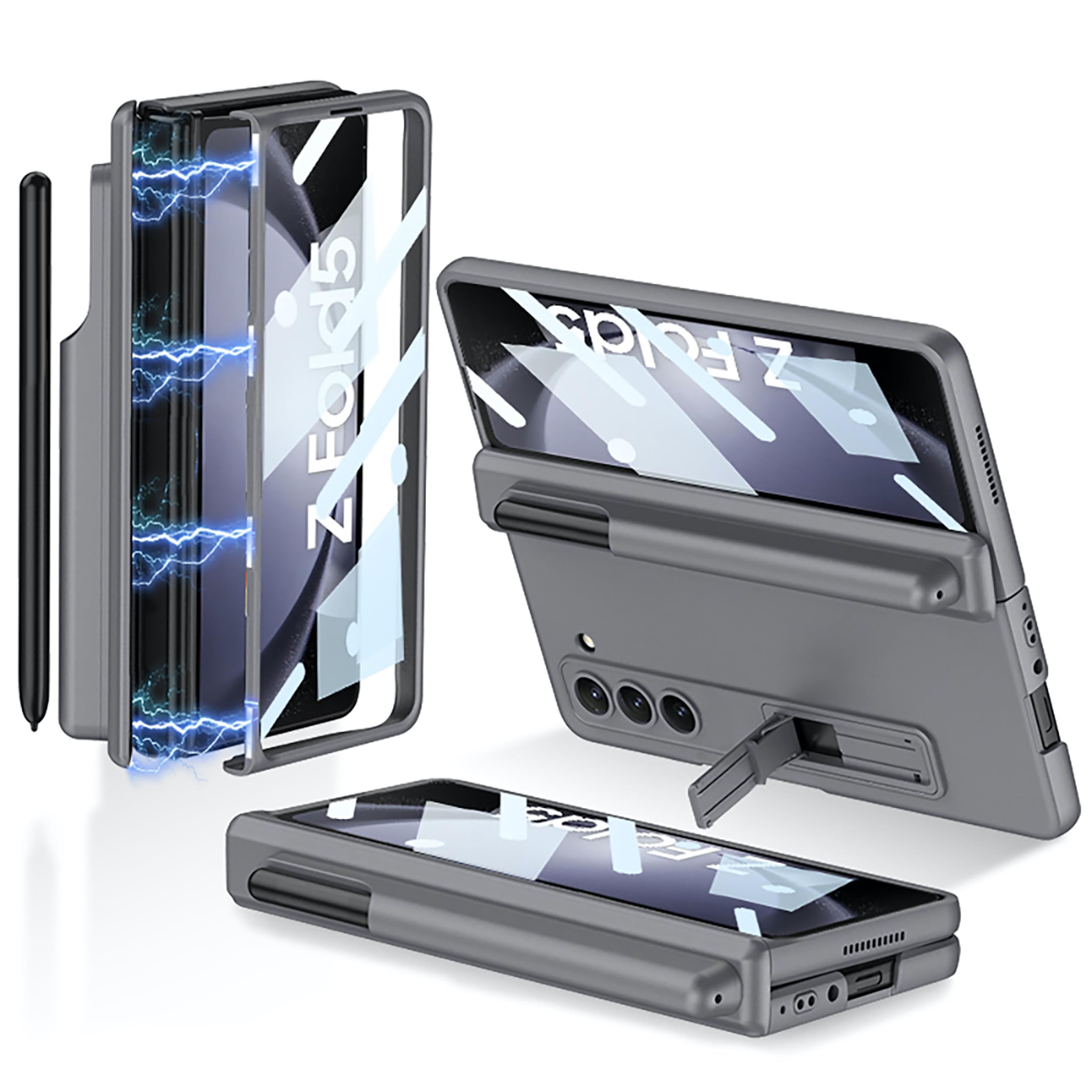 BOUNCEBACK Case/Cover with Magnetic Hinge Cover Pen Pocket (Pen Free) & Front Glass for Samsung Galaxy Z Fold5 / Galaxy Fold 5 Case Cover - Matte Grey (B0CMMBW575) Amazon Price History, Amazon Price Tracker